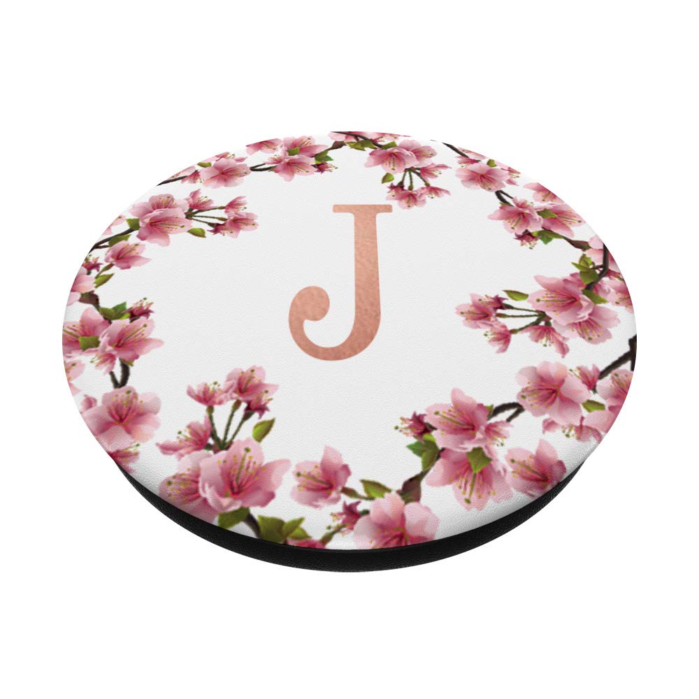 Japanese Cherry Blossom Monogram Necklace - Rose Gold Letter J Initial Pendant for Women, Personalized Name Jewelry Gift for Birthday, Anniversary & Valentine's Day | Elegant Everyday Wear & Special Occasions
