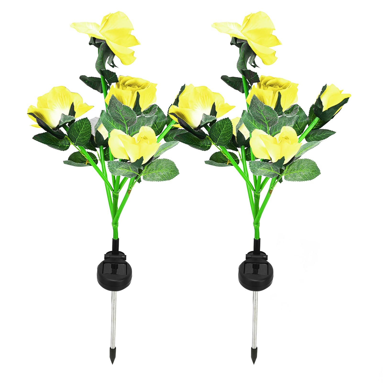 6 LED Solar-Powered Rose Lawn Light - Yellow Outdoor Garden Decor for Balcony, Pathway & Patio Lighting | Weatherproof & Energy-Efficient