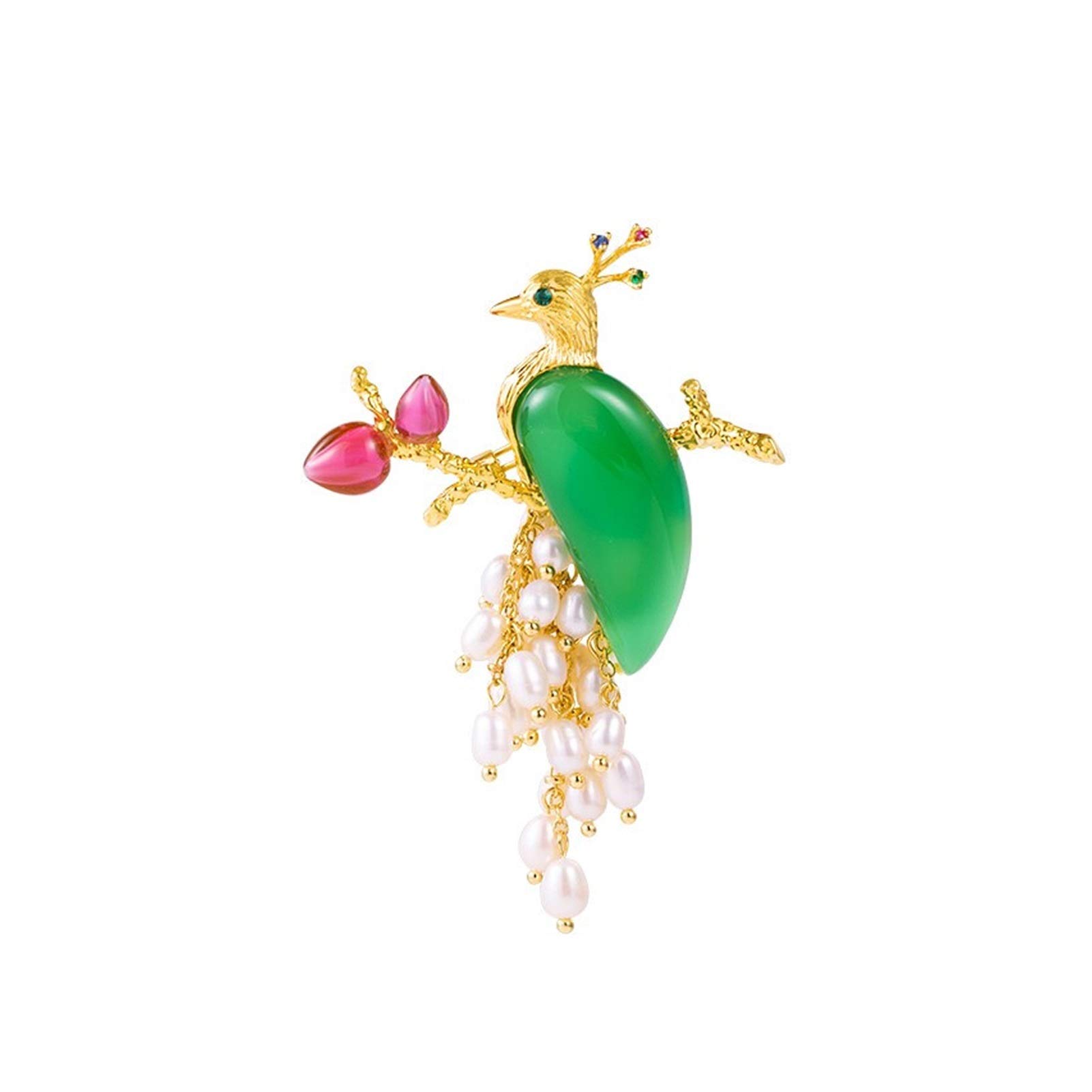 Vintage Elegant Peacock Brooch with Chalcedony Pearl Tassel - Unique Men's & Women's Fashion Accessory for Valentine's Day, Mother's Day Gifts - Perfect for Weddings, Parties & Special Occasions