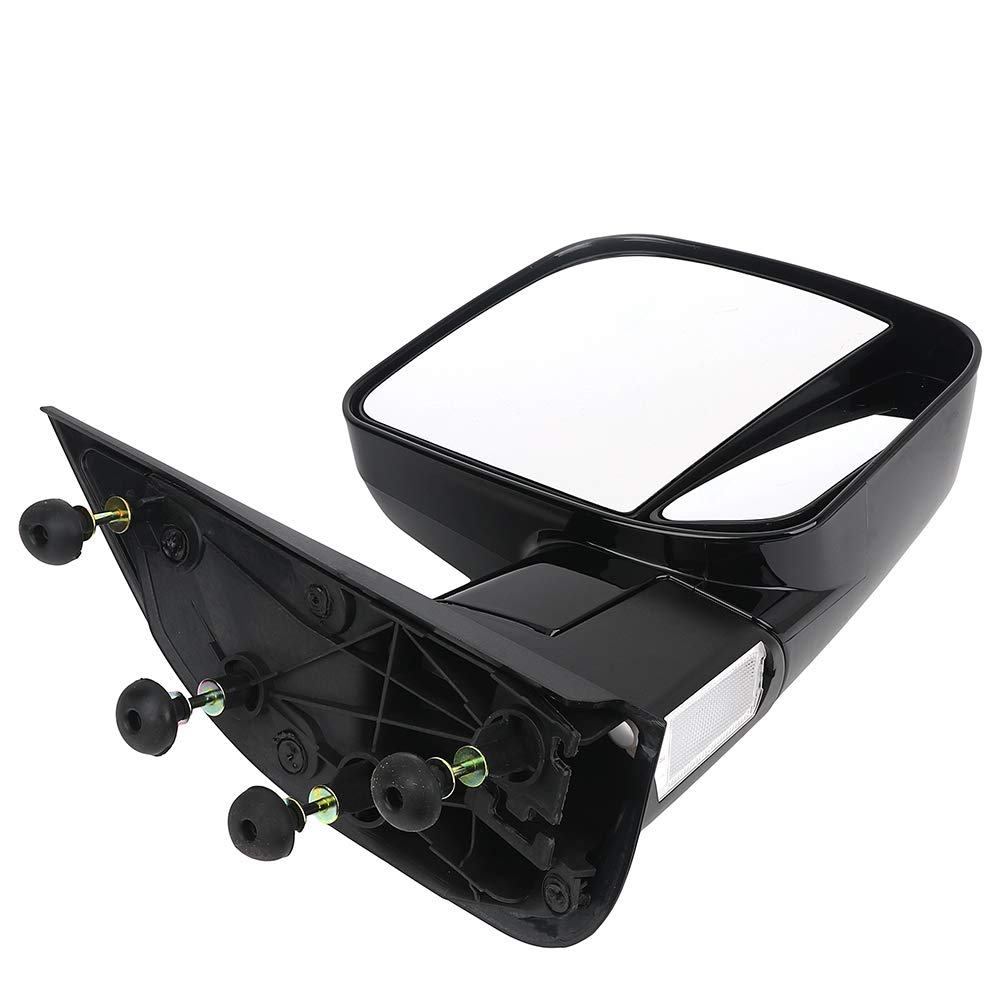 OCPTY Black Right Side Mirror Replacement for 2003-2005 Ford E-150 Club Wagon | Manual Fold, Non-Heated with Puddle Light | Smooth Mirror Glass | Perfect for Parking Assistance and Blind Spot Visibility
