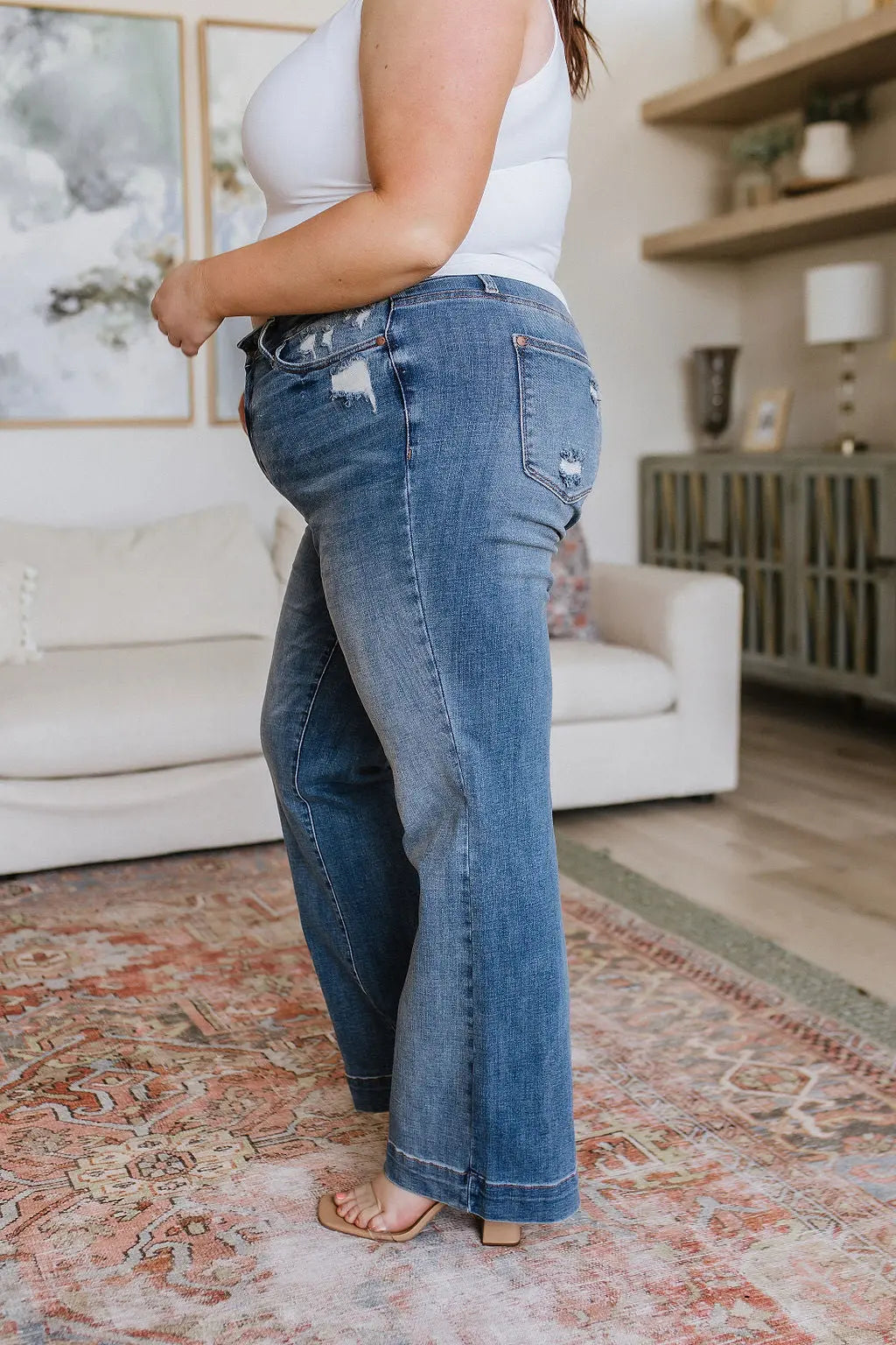 Katrina High Waist Distressed Denim Jeans for Women - Vintage Ripped Skinny Jeans - Perfect for Casual Outfits & Street Style Fashion