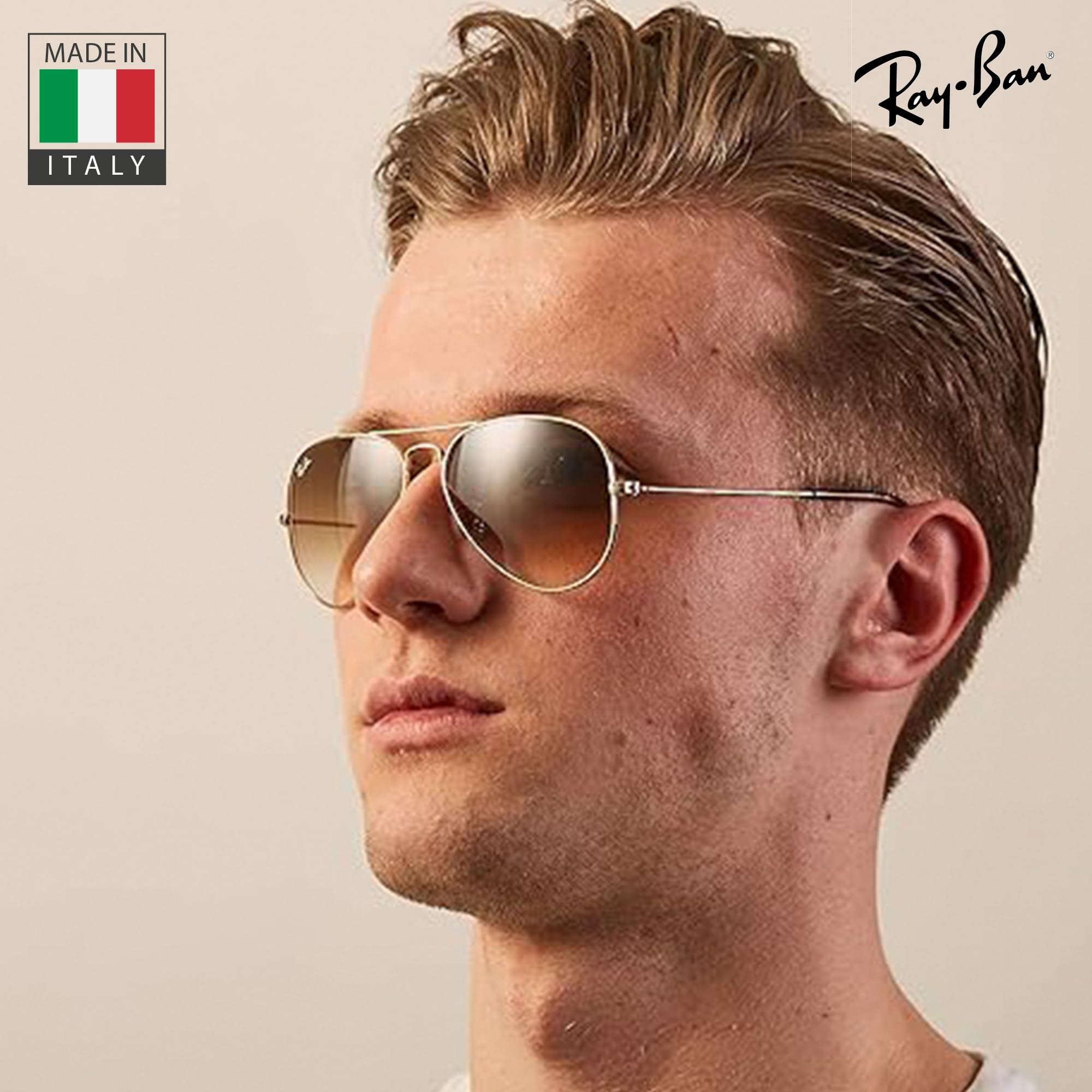 Ray-Ban RB3025 Classic Gradient Aviator Sunglasses with Eyewear Kit - Adjustable Nose Pads, Retro Style for Men & Women - Perfect for Driving, Travel, and Outdoor Activities