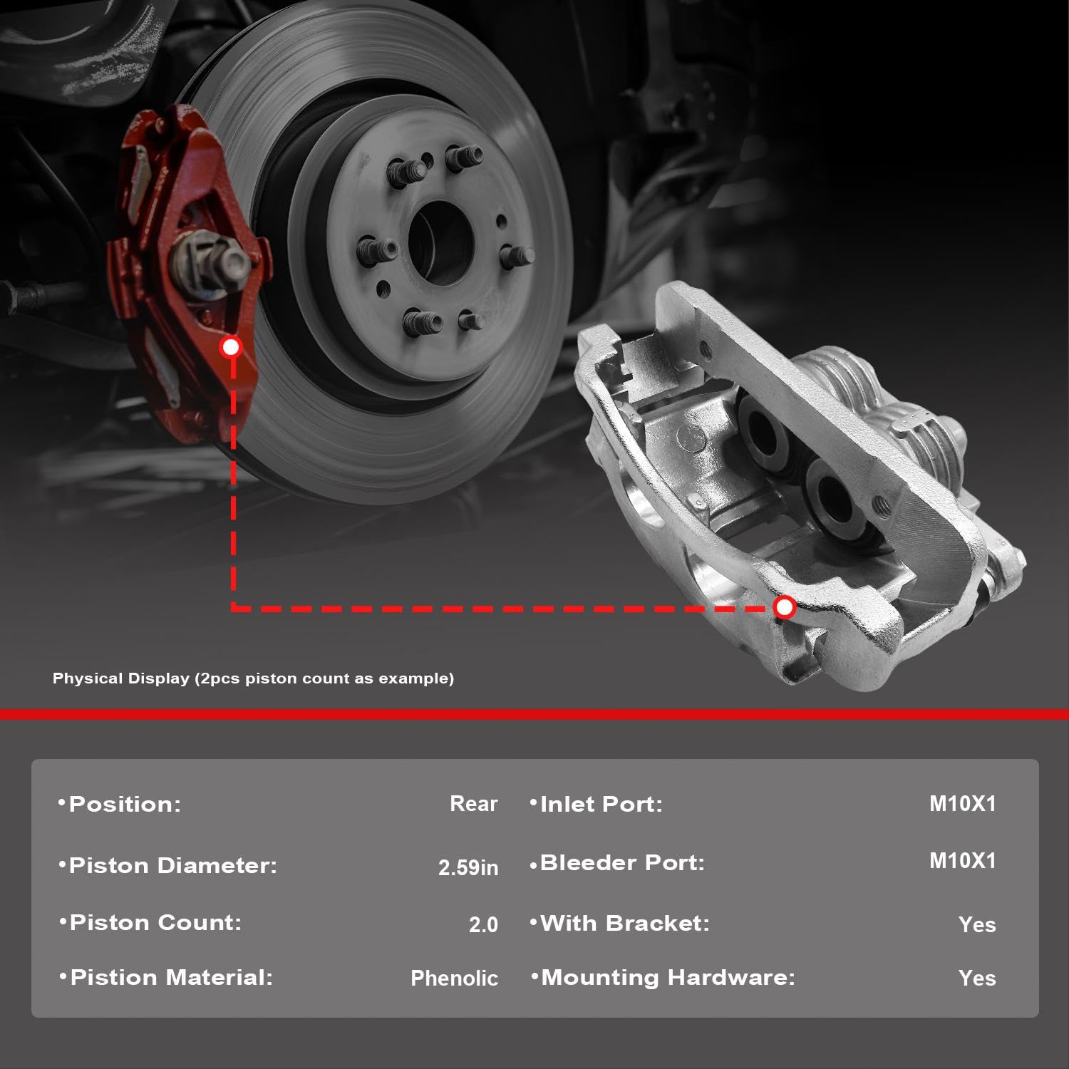 Rear Disc Brake Caliper Assembly with Bracket - Compatible with Cadillac Escalade, Chevy Tahoe, Silverado 1500, Avalanche, Suburban & GMC Sierra, Yukon, Yukon XL 1500 | Perfect for Brake System Replacement & Repair | Heavy-Duty Performance for Trucks & SUVs