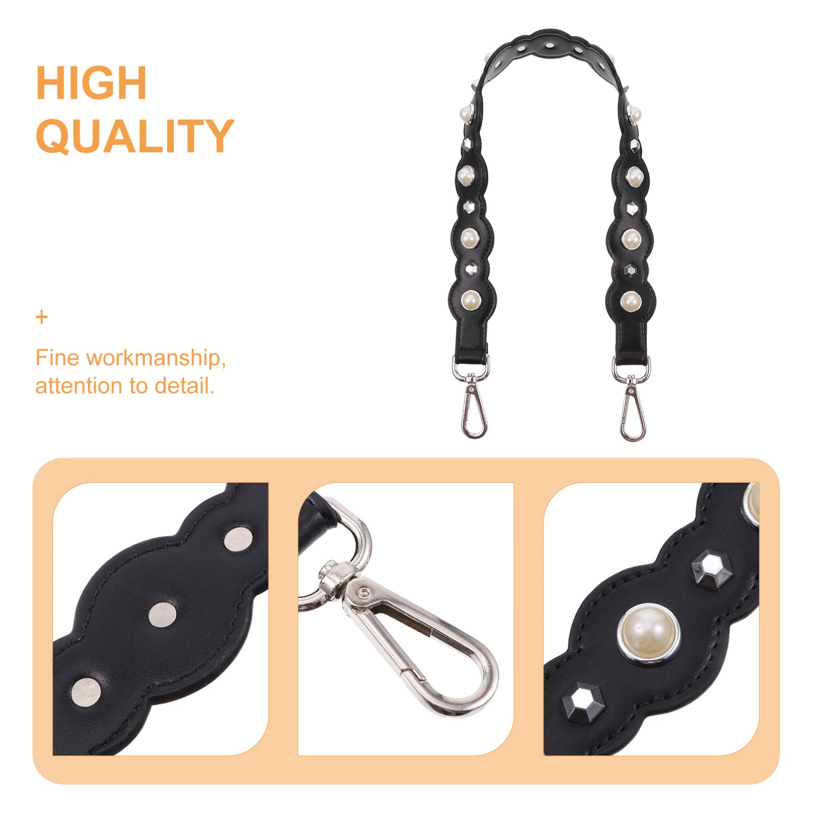 KESYOO Genuine Leather Pearl Handbag Strap - Adjustable Beaded Purse Strap for Women, Crossbody Bag Sling, Soft Leather Messenger Chain Handle (Perfect for Daily Use, Parties & Travel)