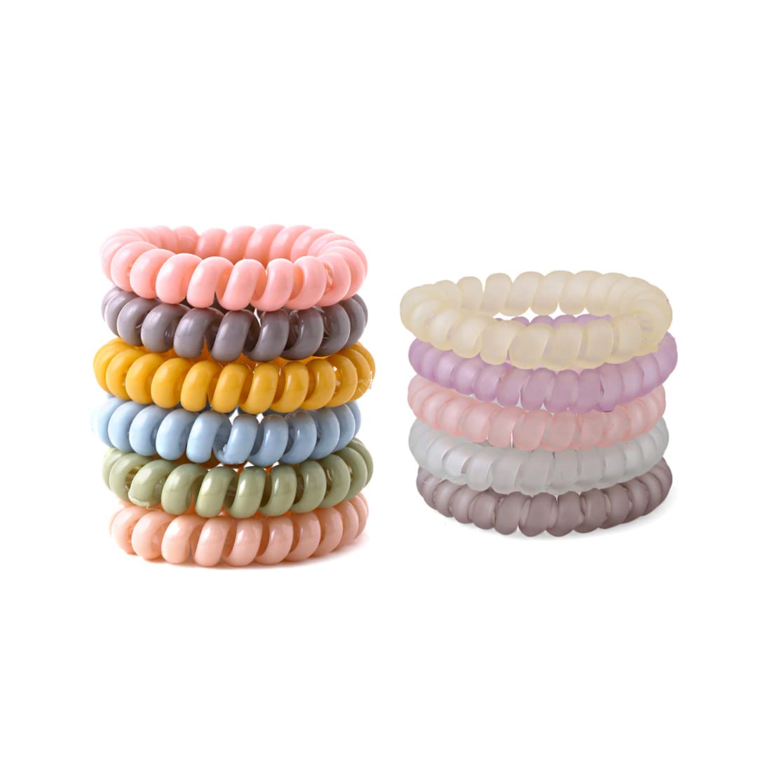 Colorful Spiral Hair Ties for Women - Soft Elastic Ponytail Holders, Non-Slip Rubber Bands for Girls & Women (Multicolor Pack) - Perfect for School, Work, Sports & Everyday Hairstyles
