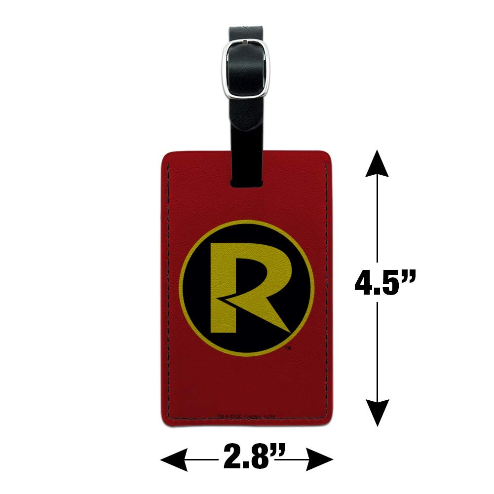 Batman & Robin Logo Leather Luggage Tag - Rectangle Suitcase ID Tag for Carry-On Bags | Perfect for Travel, Cosplay & Superhero Fans