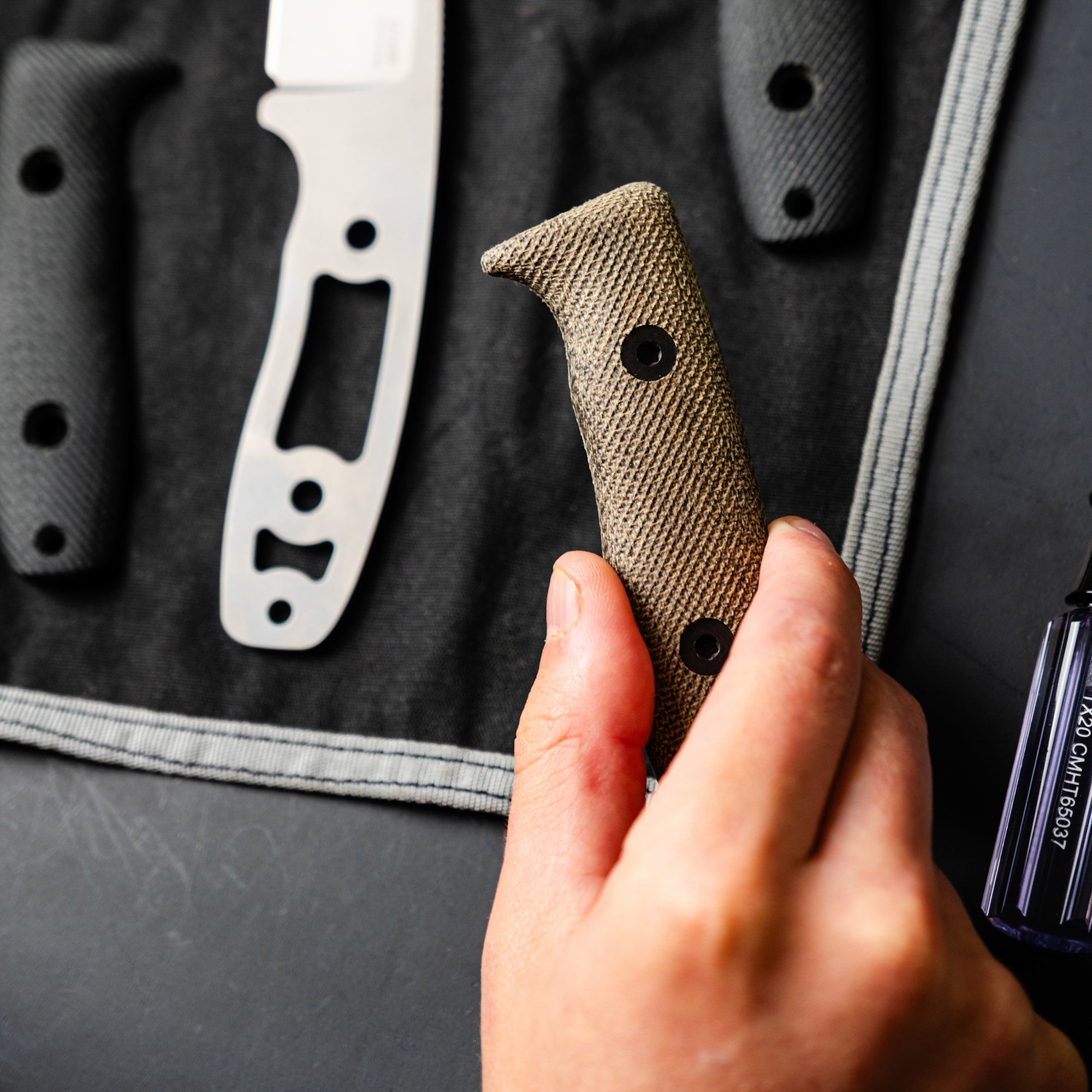 CPM MagnaCut EDC Fixed Blade Knife - Circadian Clip Point with Black Cerakote & Canvas Micarta Handle | Tactical Survival, Outdoor Camping, Hunting Gear