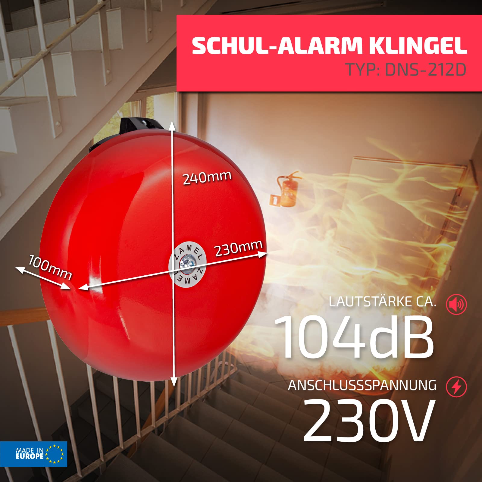 Sundi DNS-212D High Volume School Alarm Bell - Loud Electric Bell for Classrooms, Emergency Alerts & Campus Safety Systems