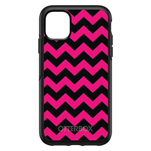 Black Hot Pink Chevron Stripes On Black Case