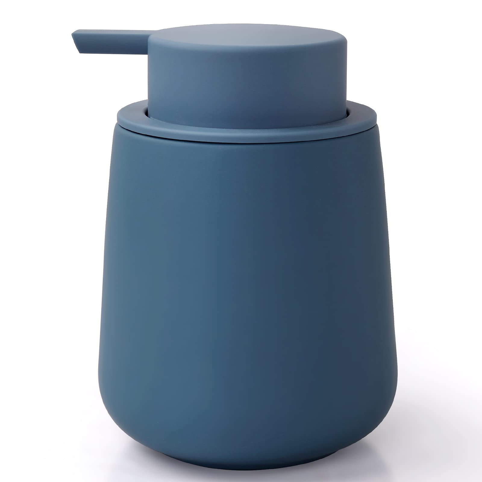 Premium Ceramic Soap Dispenser - 12oz Refillable Hand Soap & Lotion Pump for Bathroom & Kitchen Sink - Blue Rubber Paint Design - Perfect for Home, Office, and Restaurant Use
