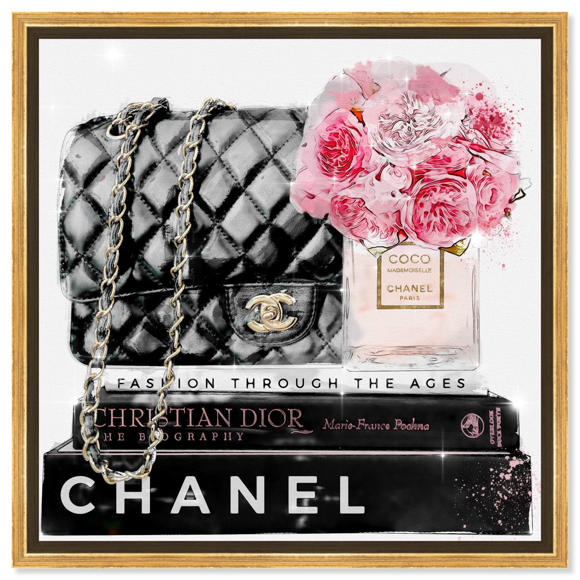 Oliver Gal Artist Co. Elegant Essentials Paris Framed Wall Art Canvas Print - Fashion & Glam Home Decor, 30x30 Inches Gold Floater Frame - Perfect for Living Room, Bedroom & Office Décor
