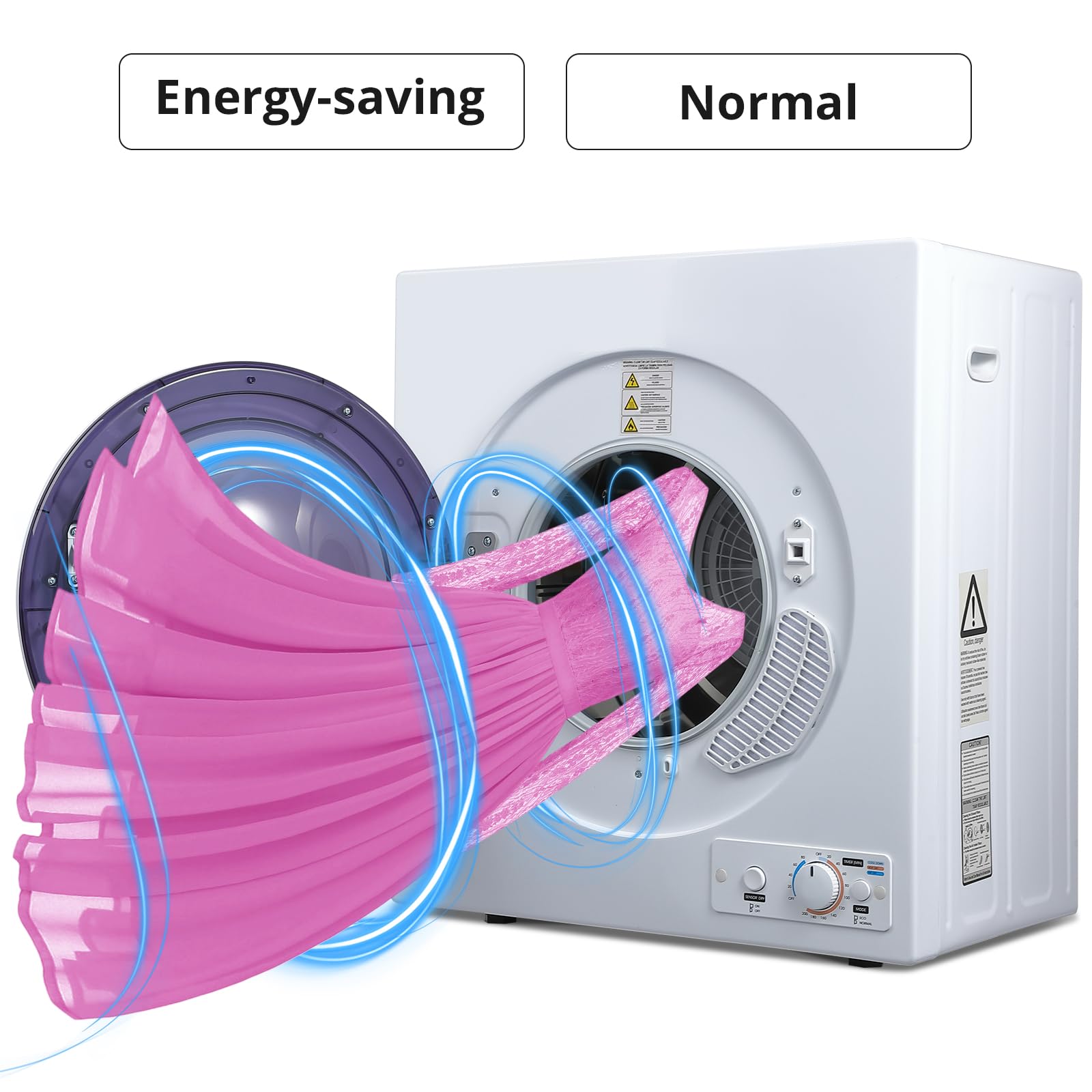 2.65 cu. ft. Compact 1400W Front Load Electric Clothes Dryer with Stainless Steel Tub & Easy Control Knob - Portable Laundry Machine for Apartments, Dorms & RVs (110V) - Perfect for Small Spaces & Quick Drying