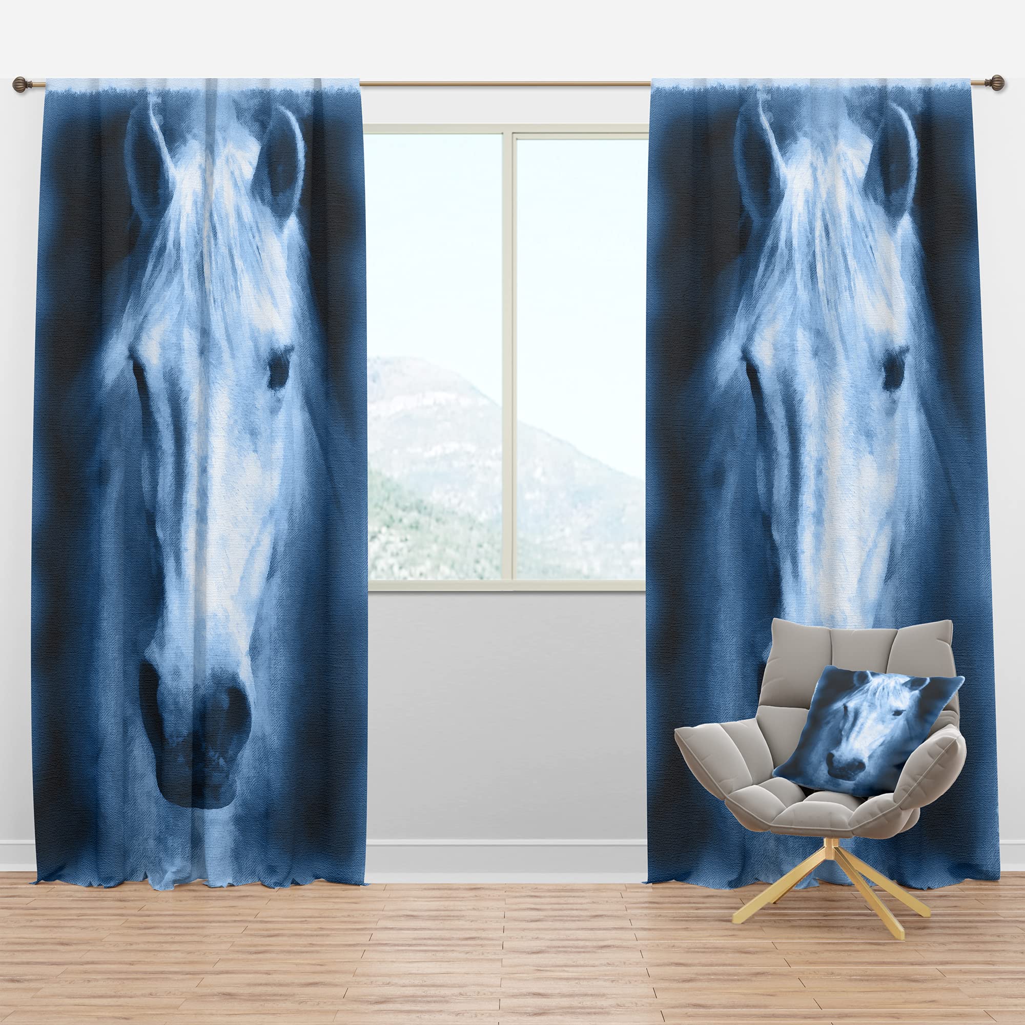 Farmhouse Horse VII Blackout Curtains - Thermal Insulated Room Darkening Drapes for Bedroom & Living Room - Single Panel 52x84 Inches - Perfect for Home Theater, Nursery & Light Sleepers