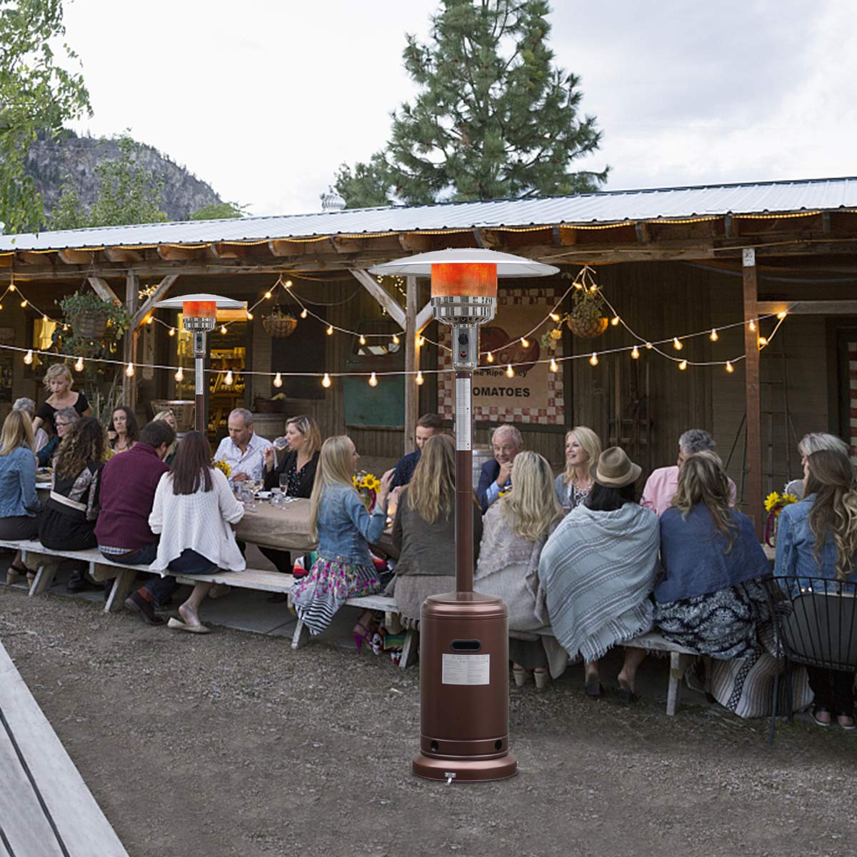 Giantex 50,000 BTU Bronze Steel Propane Patio Heater - Outdoor Commercial Standing Heater with LP Gas & Accessories for Restaurants, Backyards, and Events
