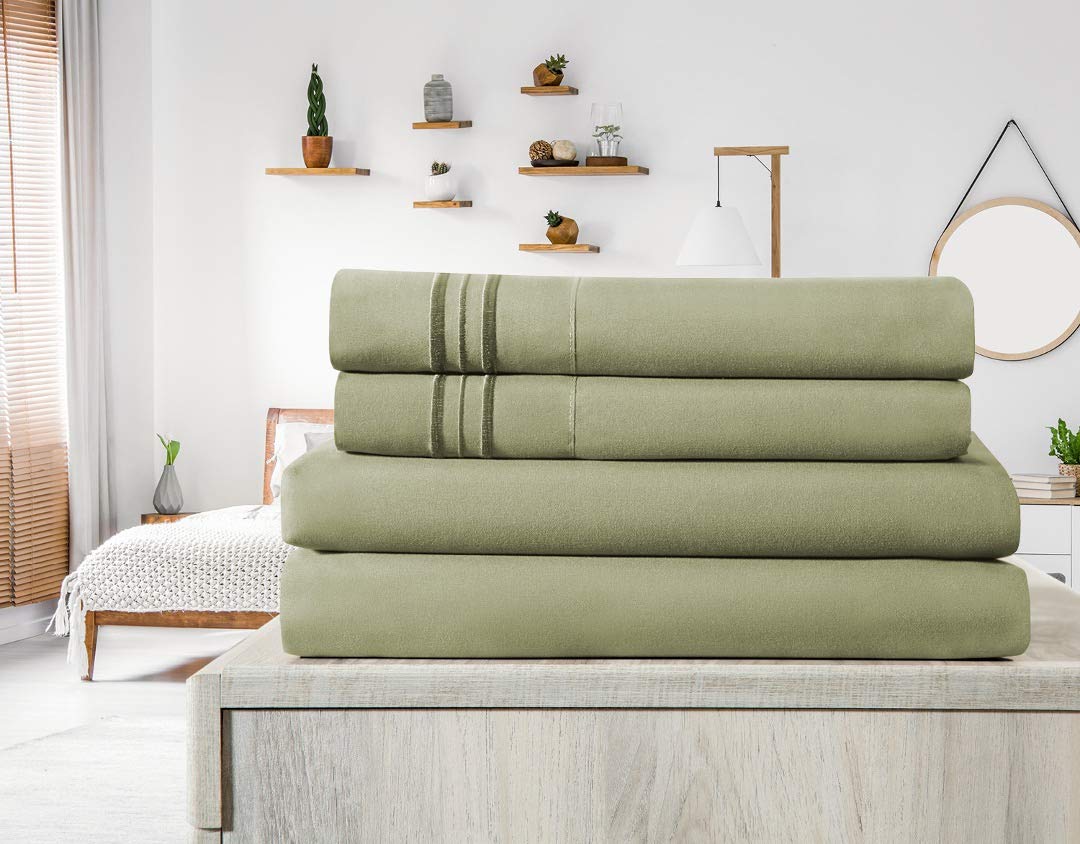Elif Twin Size Bed Sheets Set - Ultra Soft Brushed Microfiber 3-Piece Bedding with 14