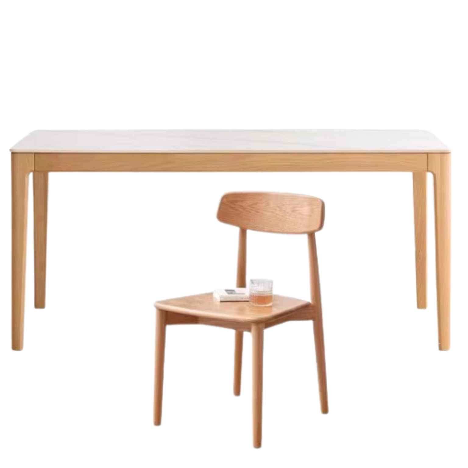 63x33.5x29.5 inch / 160x85x75 сm / Natural Wood Color / Oak Slate dining table + chair  4