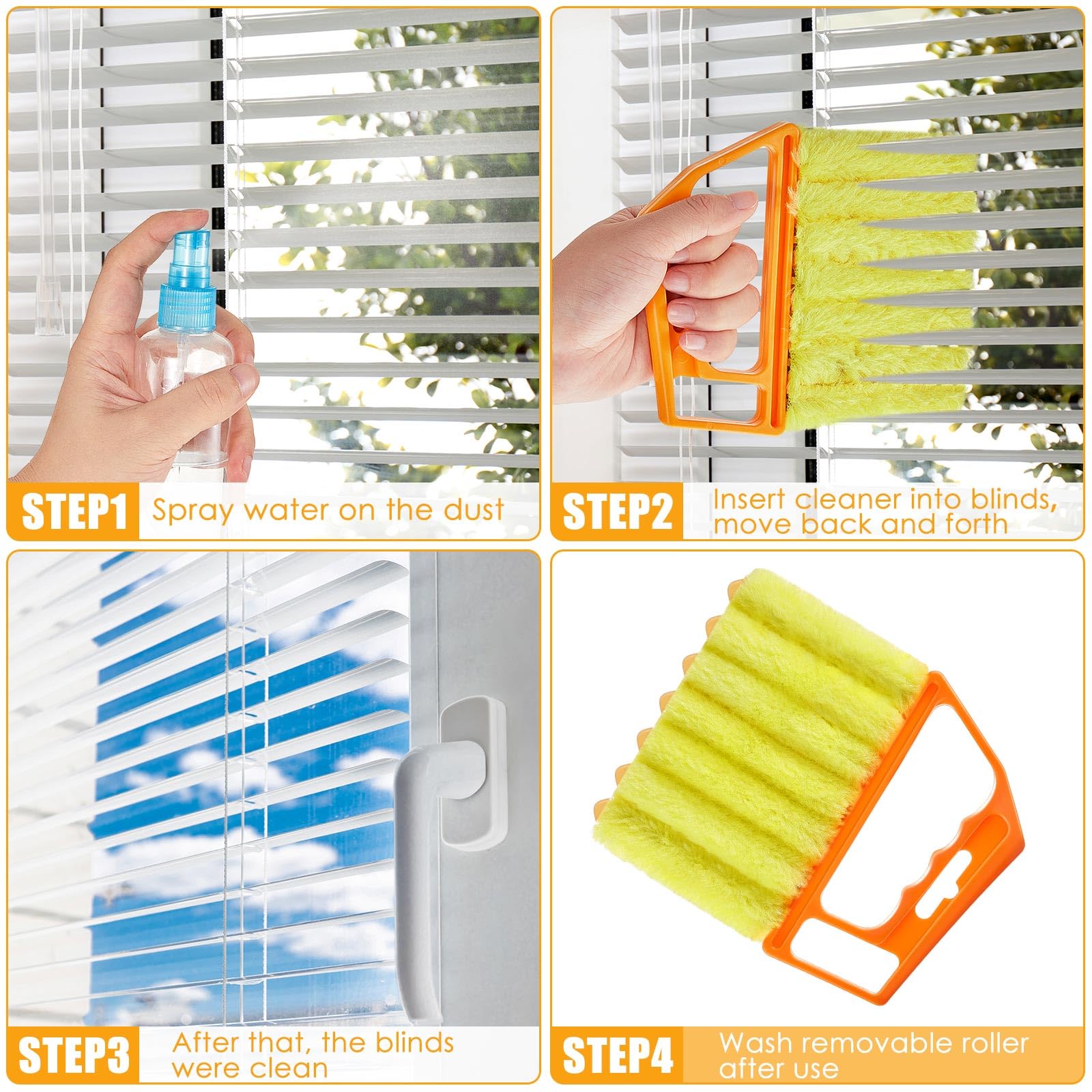 Maxdot 12-Pack Microfiber Blind Cleaner Duster Set - 7-Finger Dusting Tool for Wood Blinds, Window Slats & Air Conditioner Vents - Washable Reusable Mini Brush for Dust, Dirt & Pet Hair Removal - Perfect for Home, Office & RV Cleaning