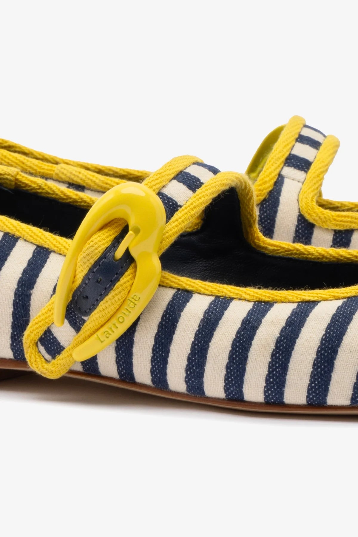 Verona Navy & Natural Striped Ballet Flats with Lemonade Trimming - Comfortable Women's Shoes for Work, Casual & Everyday Wear