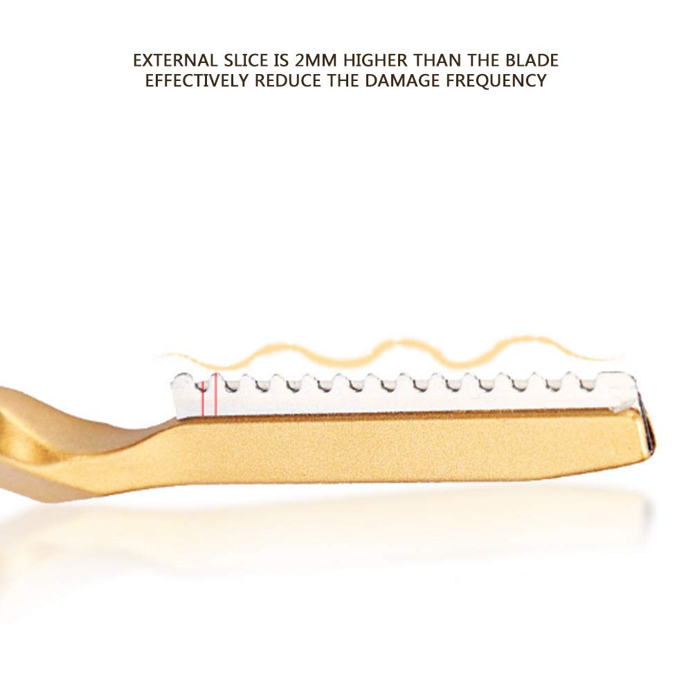 Professional Hair Texturizing & Thinning Razor - Feather Styling Razor for Precision Hair Cutting & Styling (Gold) - Salon & Home Hairdressing Tool for Layered Cuts & Texture Creation