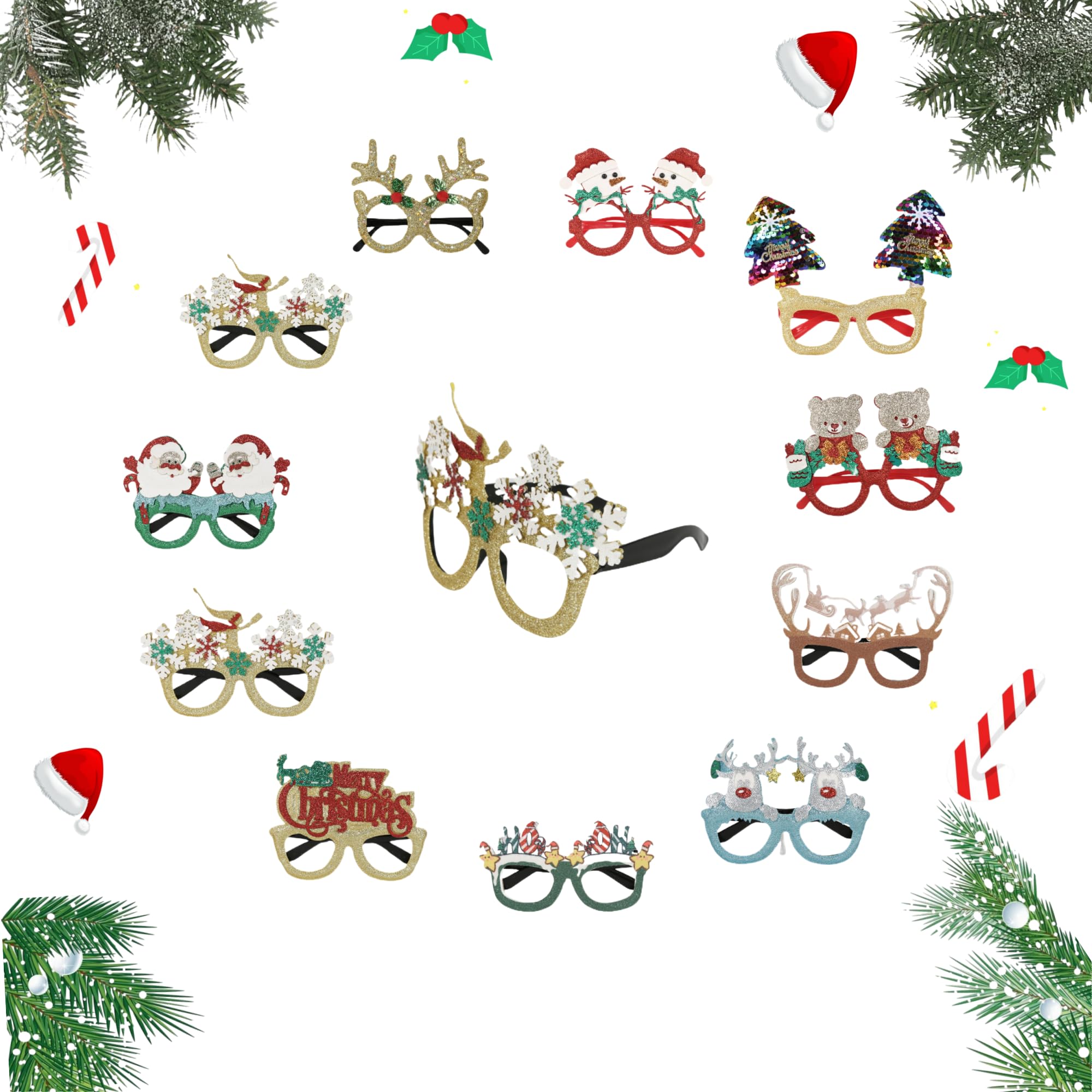 12 PCS Christmas Glasses - Party Decor & Gifts for Holiday Celebrations