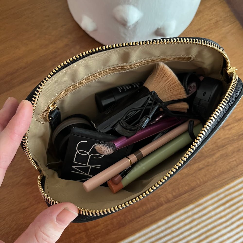 Premium Black Leather Makeup Case - Travel Cosmetic Organizer for Women | Perfect for Home Storage & On-the-Go Beauty Essentials