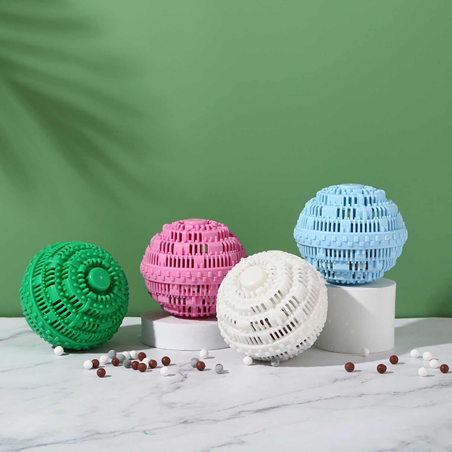 Eco-Friendly Laundry Balls Set - 2pcs Natural Washing Machine Detergent Alternative (Pink & Blue), Reusable for 2000 Washes | Perfect for Sensitive Skin, Baby Clothes & Sustainable Household Cleaning