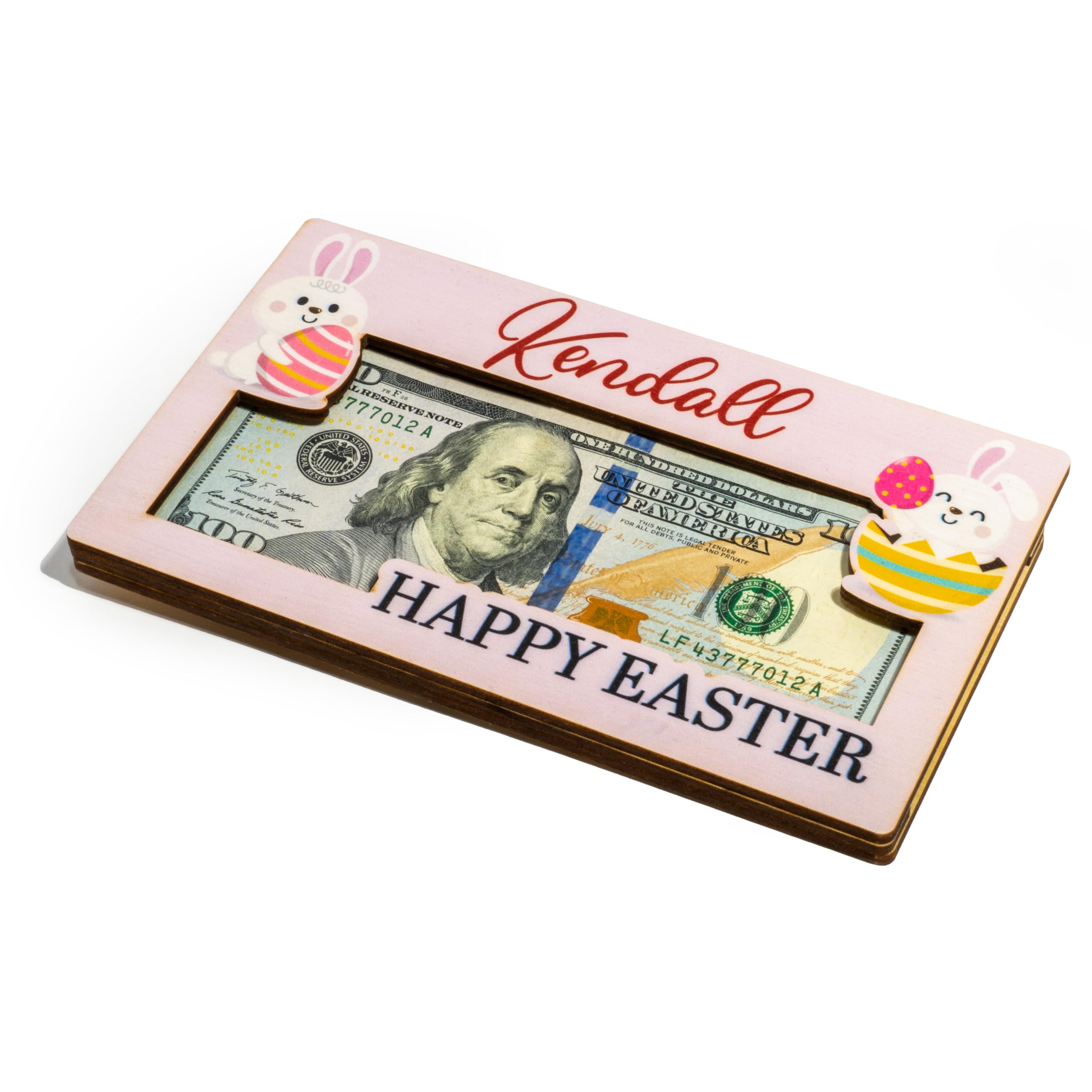 Custom Easter Money Holder for Boys & Girls - Personalized Name & 2-Line Message - 10 Color Options - Adorable Bunny Rabbit Design - Perfect for Easter Gifts, Egg Hunt Prizes & Holiday Cash Gifts