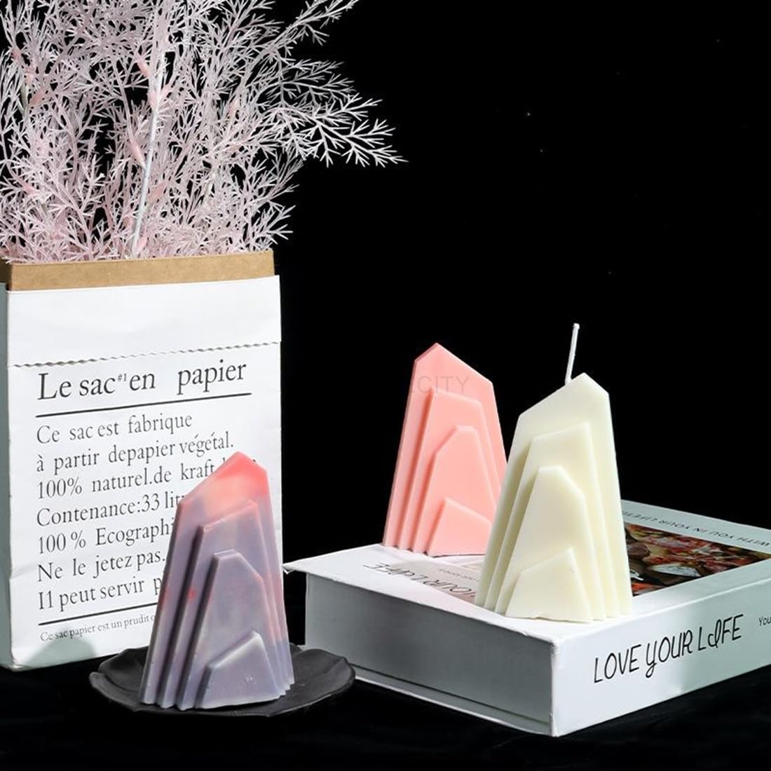 3D Mountain Range Silicone Mold for DIY Candles, Resin, Chocolate, Soap & Cake Decor - Abstract Geometric Pillar Mold for Handmade Crafts, Aromatherapy & Home Decor - Perfect for Wedding, Birthday Party & Holiday Gift Making