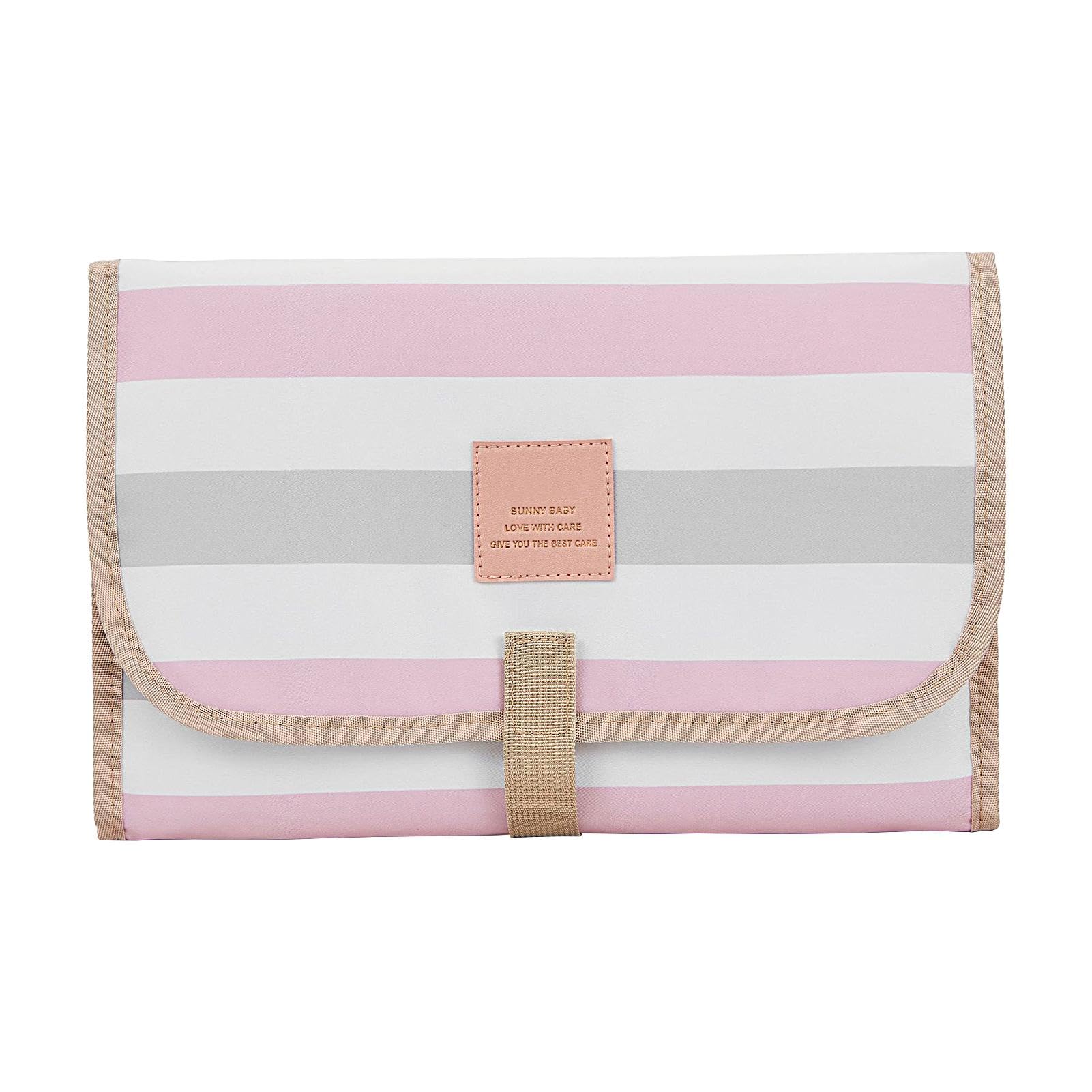 Portable Foldable Waterproof Diaper Changing Pad - Washable Lightweight Baby Changing Mat for Parents - Classic Stripes Design for Travel, Nursery & On-the-Go Diaper Changes