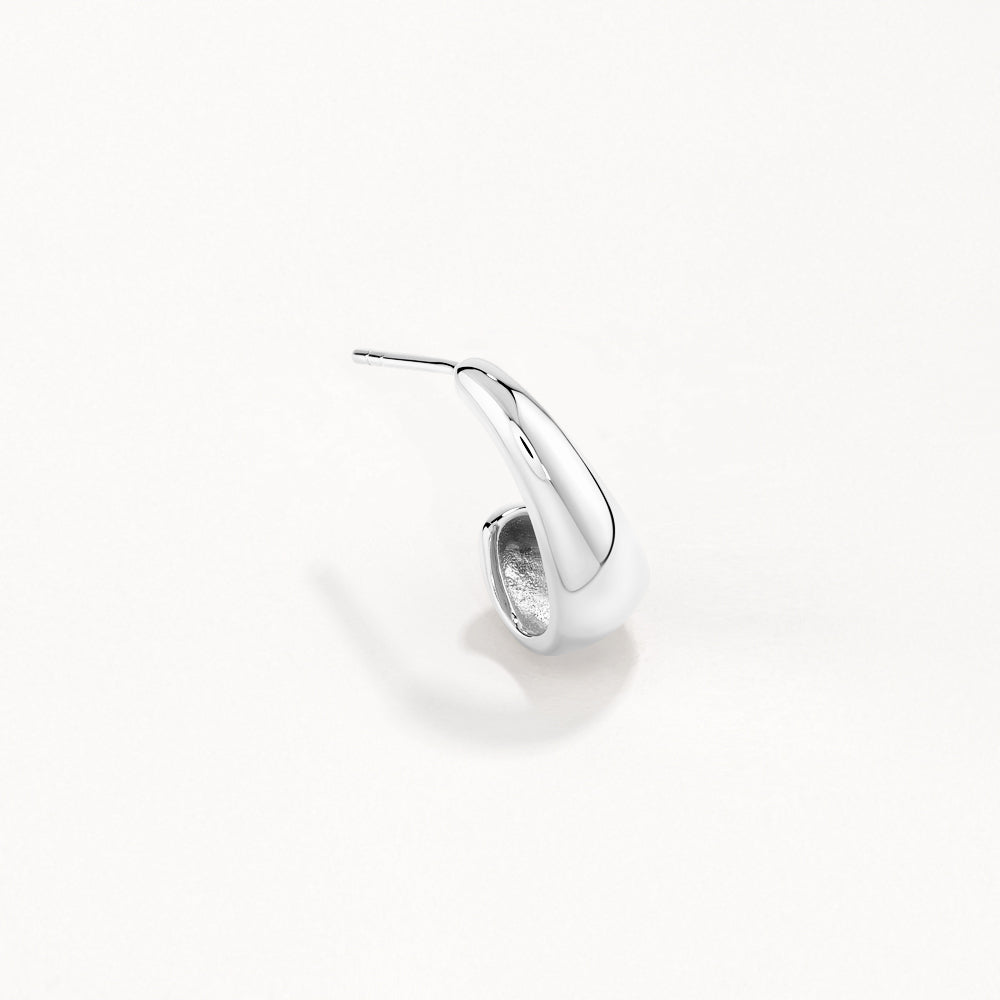 Silver Dome Half Hoop Stud Earrings for Women - Minimalist Dainty Everyday Jewelry for Work, Date Night & Special Occasions