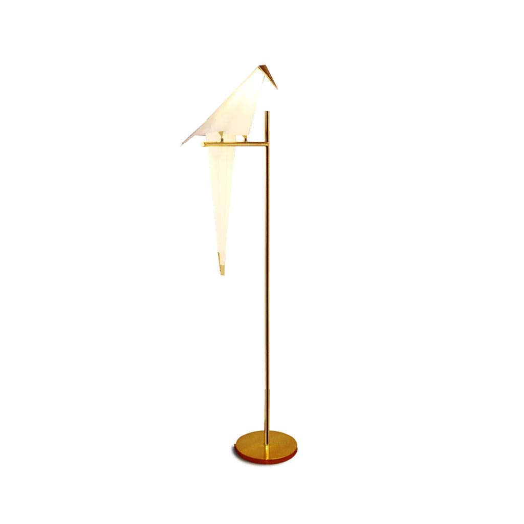 Art Deco Origami Bird Floor Lamp - Gold Standing Light for Bedroom, Living Room, Study & Bedside Reading - Elegant Paper Shade Table Lamp with Warm Lighting (Single Color) | Perfect for Modern Home Decor, Cozy Reading Nook & Office Lighting