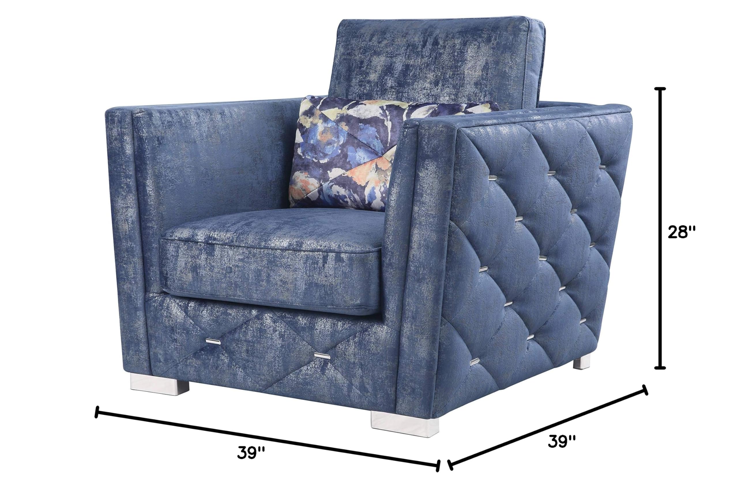 Acme Furniture Emilia Sofas - Modern Blue Fabric Sofa for Living Room, Lounge & Home Decor | Comfortable & Stylish