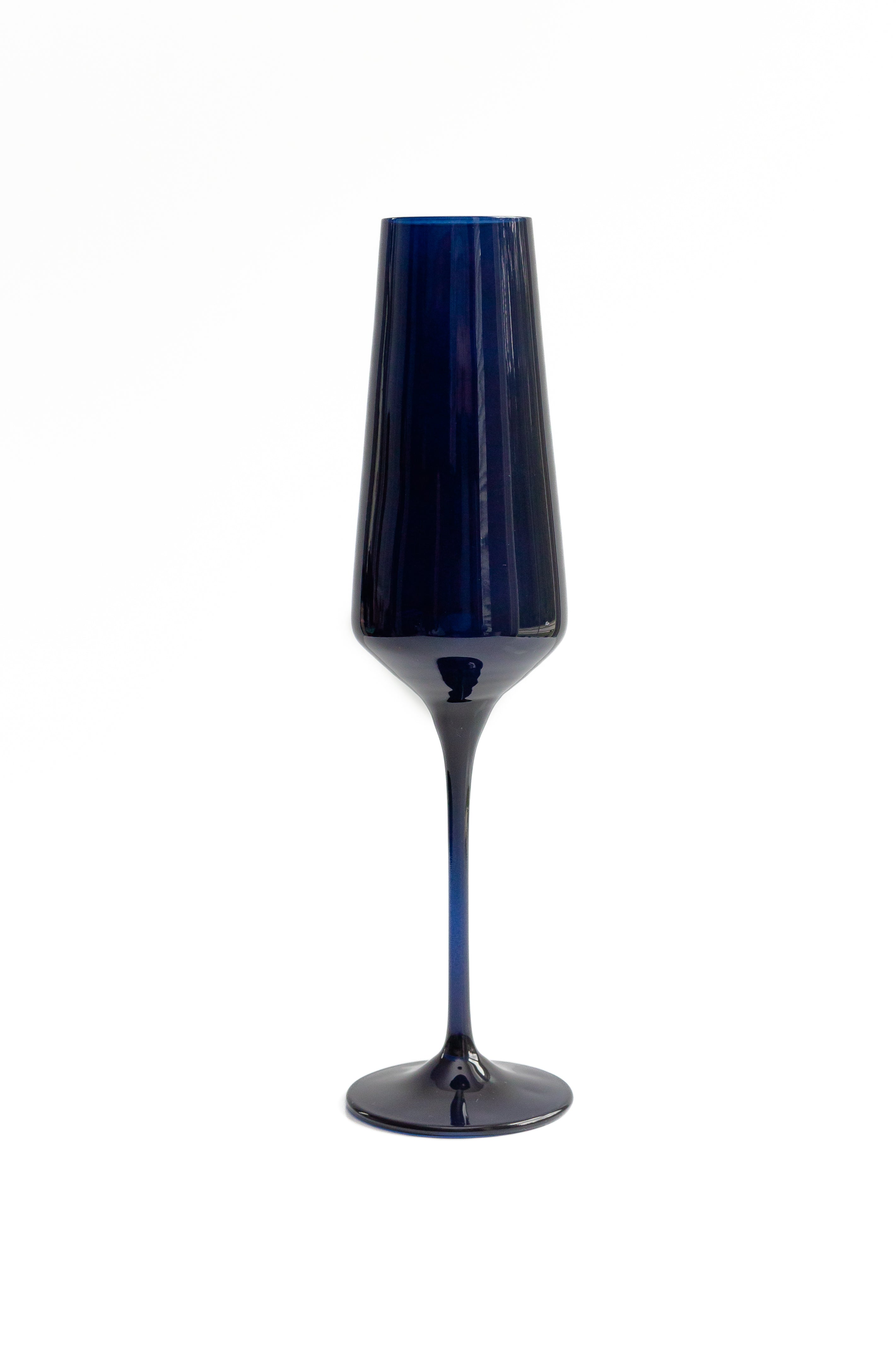 Estelle Colored Champagne Flute Set of 2 - Midnight Blue Glassware for Parties, Weddings & Celebrations | Elegant Stemware for Sparkling Wine & Cocktails