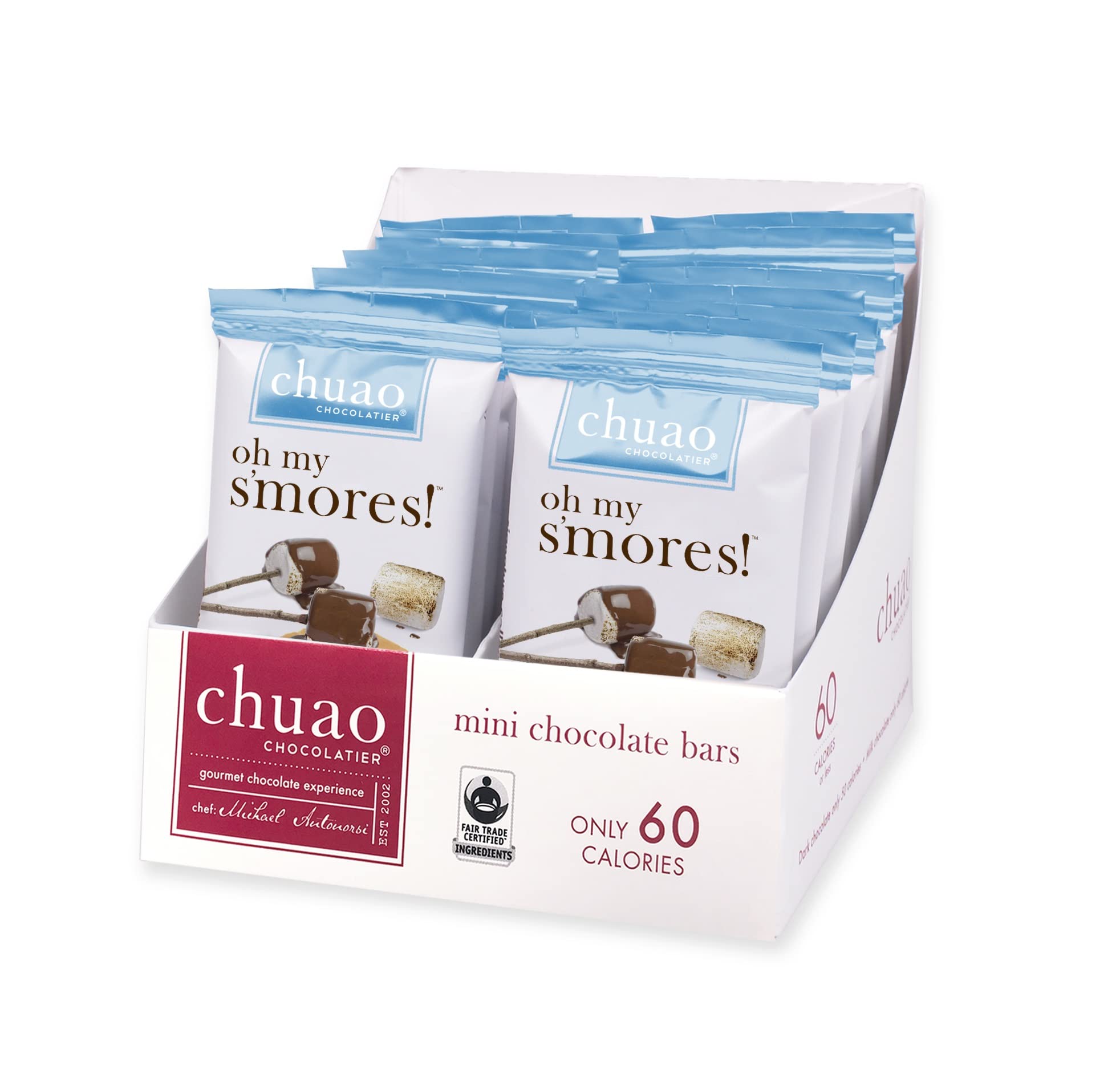 Chuao Chocolatier Oh My S'mores Milk Chocolate Mini Bars - Gourmet Marshmallow Graham Cracker Snacks (20 Pack) | No Preservatives, All-Natural Ingredients | Perfect for Gift Baskets, Christmas, Birthday & Camping Treats