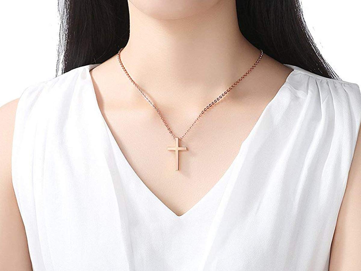 Elegant Small Cross Pendant Necklace for Women - Minimalist Religious Jewelry, Perfect Mothers Day & Birthday Gifts - Ideal for Church, Weddings & Everyday Wear