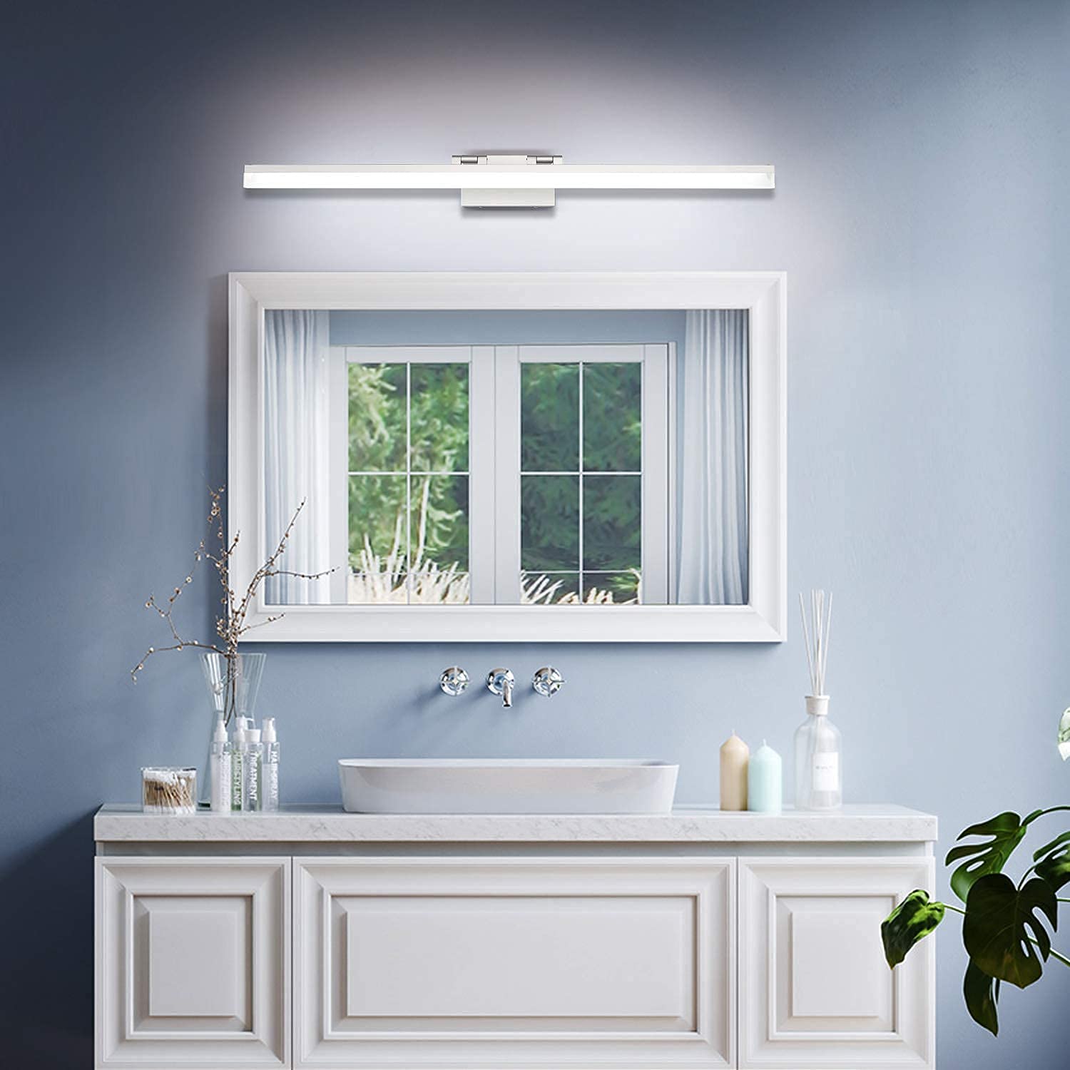 Modern Dimmable Silver LED Vanity Light Bar - 31.5 & 40 Inch Bathroom Mirror Lighting (8778-800mm + 8778-1000mm) - Perfect for Makeup Vanity, Spa & Modern Bathroom Decor