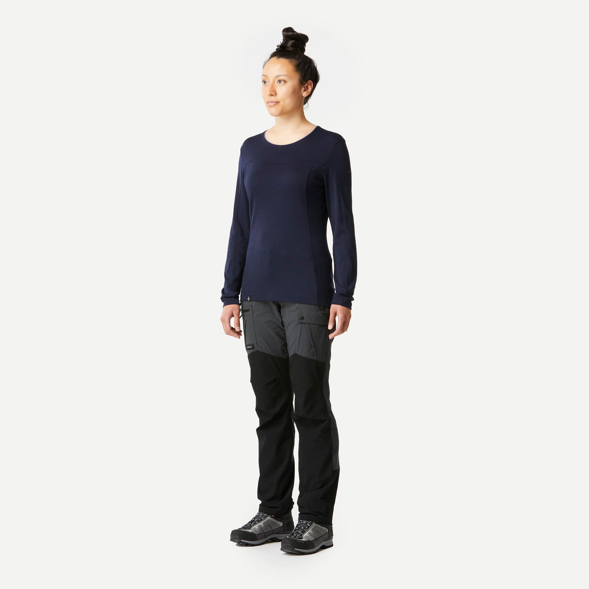 Forclaz Women's MT500 Long Sleeve Merino Wool T-Shirt - Burgundy Red | Hiking, Camping & Outdoor Activities Base Layer