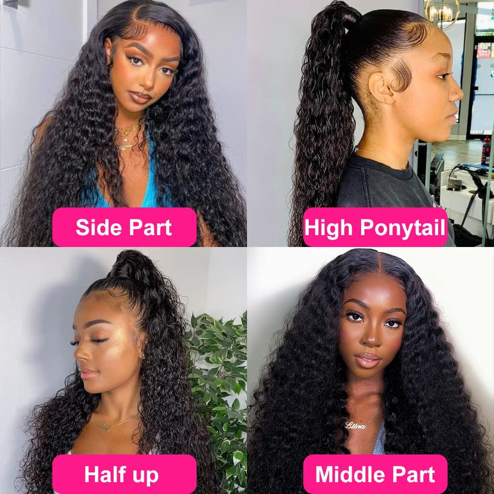 360° Full Lace Front Human Hair Wigs for Black Women - 18 Inch Water Wave Pre-Plucked Lace Wig with Natural Hairline | Perfect for Daily Wear, Parties & Special Occasions
