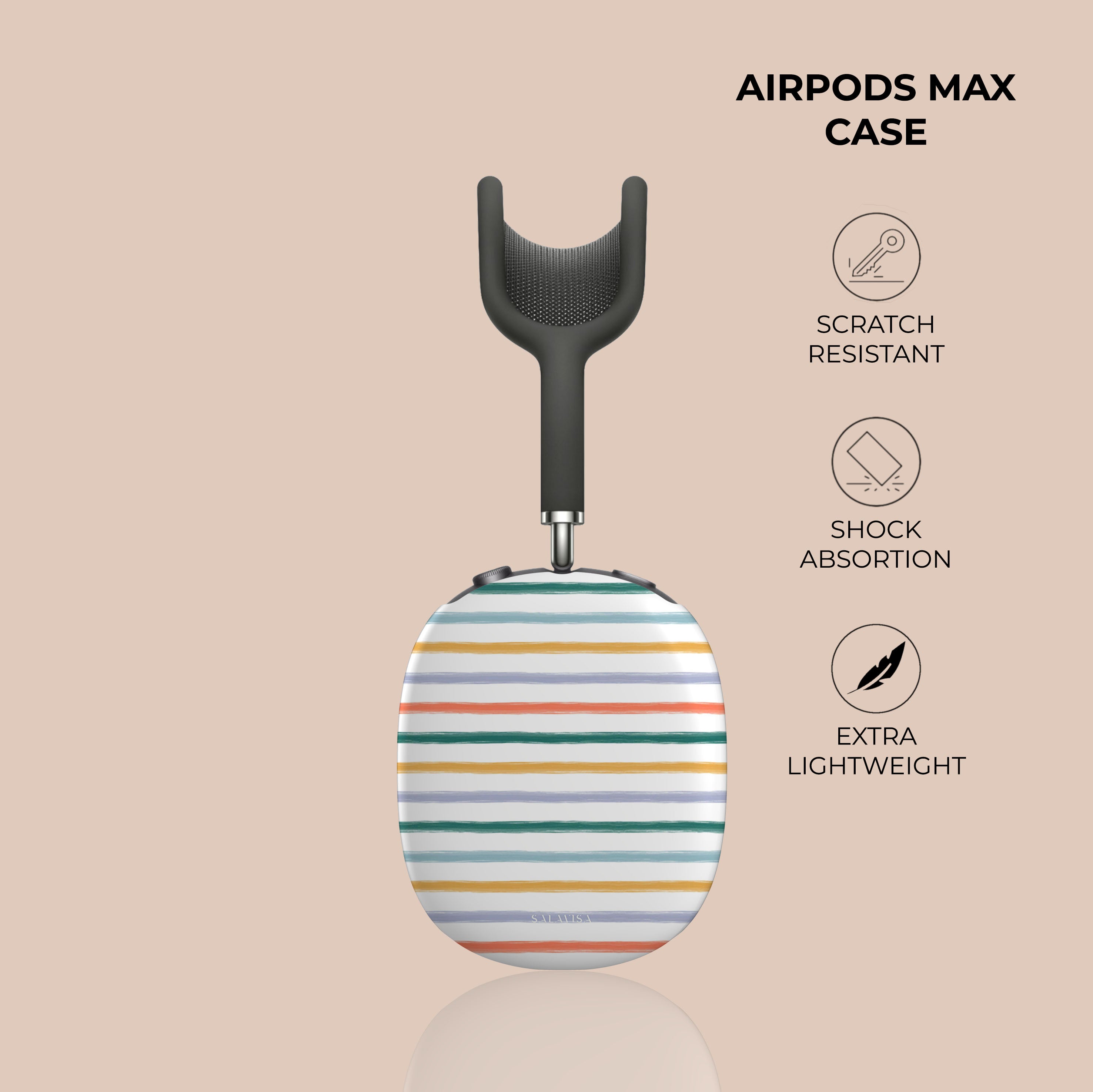 Premium AirPods Max Case with Summer Stripes Design - Protective Cover for Travel, Gym & Daily Use - Compatible with Apple AirPods Max Headphones