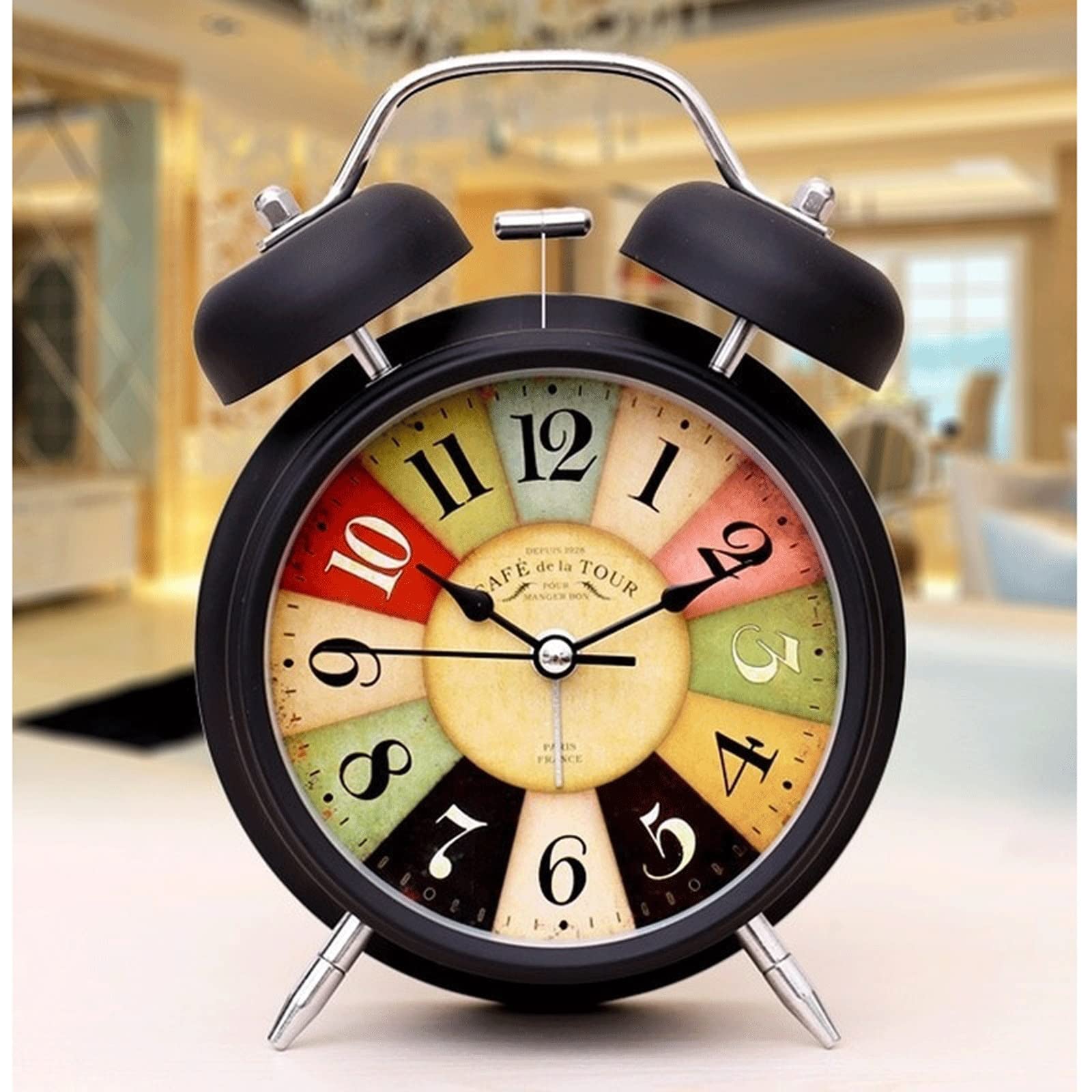 Vintage Silent Non-Ticking Alarm Clock with Nightlight - Battery Operated Analog Desk Clock for Bedroom, Office & Home Decor | Wake Up Gently with Twin Bell Design | Perfect for Nightstands, Bookshelves and Gift Giving