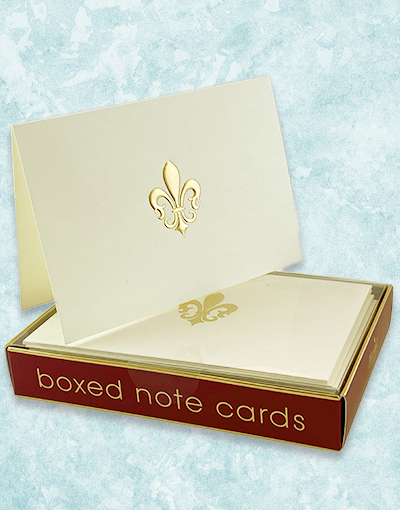 Golden Fleur de Lis Embossed Note Cards - Elegant Stationery for Thank You Notes, Wedding Invitations & Special Occasions - Premium Quality Greeting Cards Set