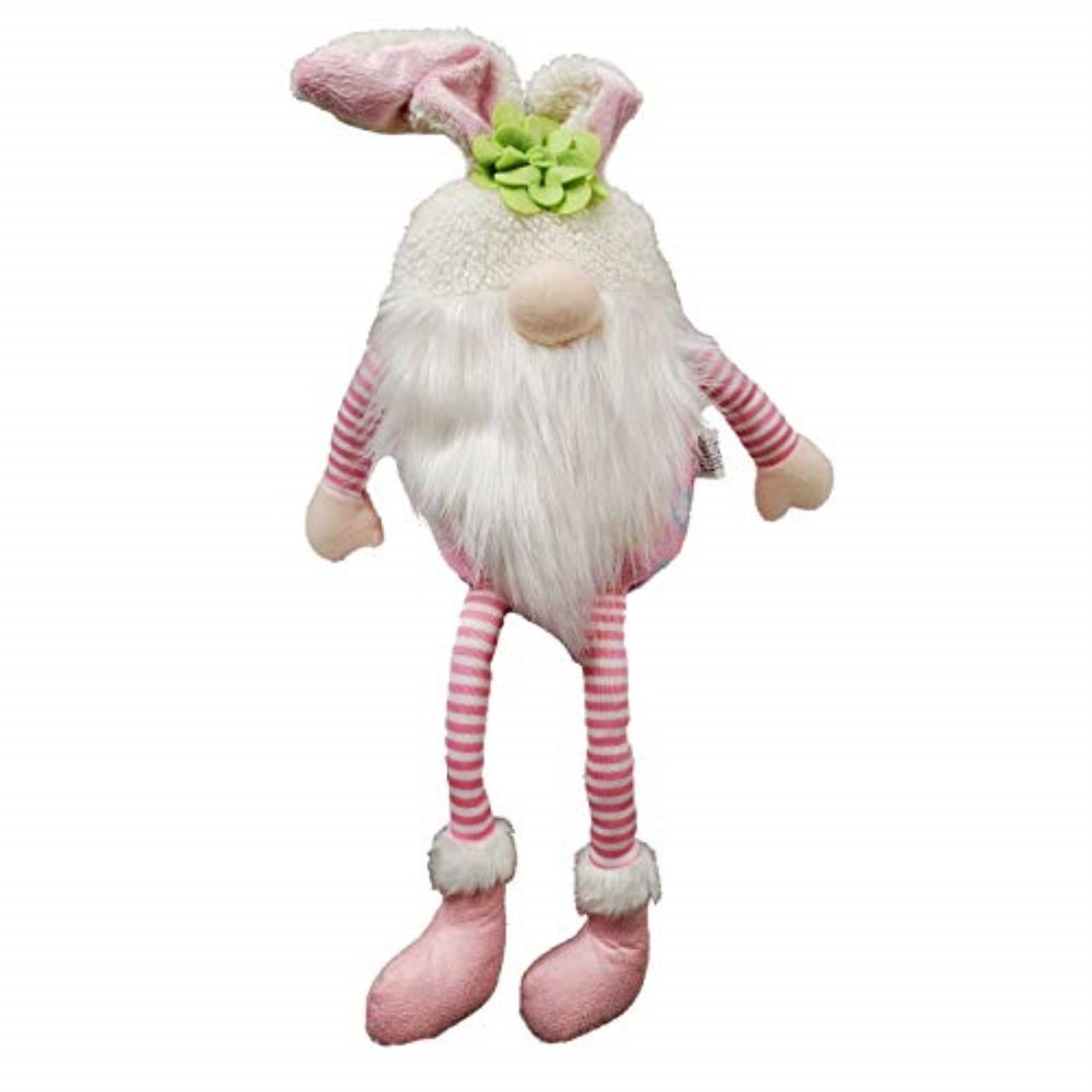 Easter Bunny Gnome Plush Figurine - 17 Inch Pink Floral Rabbit Shelf Decor for Easter, Spring Home Decor, Gift for Kids & Adults, Party Decoration, Nursery Accent