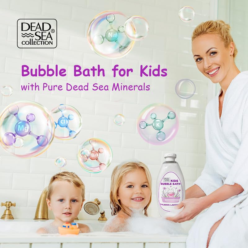 Dead Sea Lavender Bubble Bath for Kids - Hydrating & Cleansing Liquid Bath Bubbles with Lavender Oil & Pure Dead Sea Minerals - 2 Pack Large Bottles (67.6 fl.oz) - Perfect for Relaxing Bedtime & Sensitive Skin Care