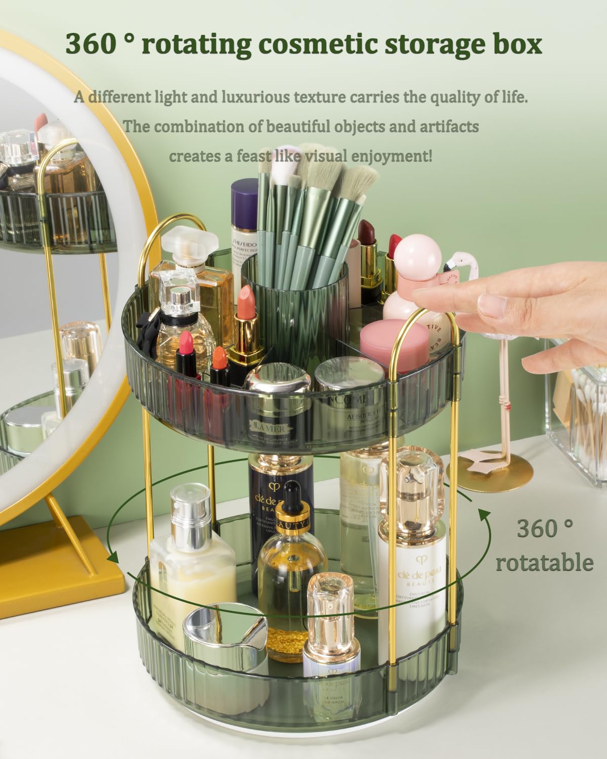 360° Rotating Makeup Organizer | Bathroom Counter & Skincare Storage | Compact Rotary Cosmetic Organizer for Vanity, Dresser, and Travel Use