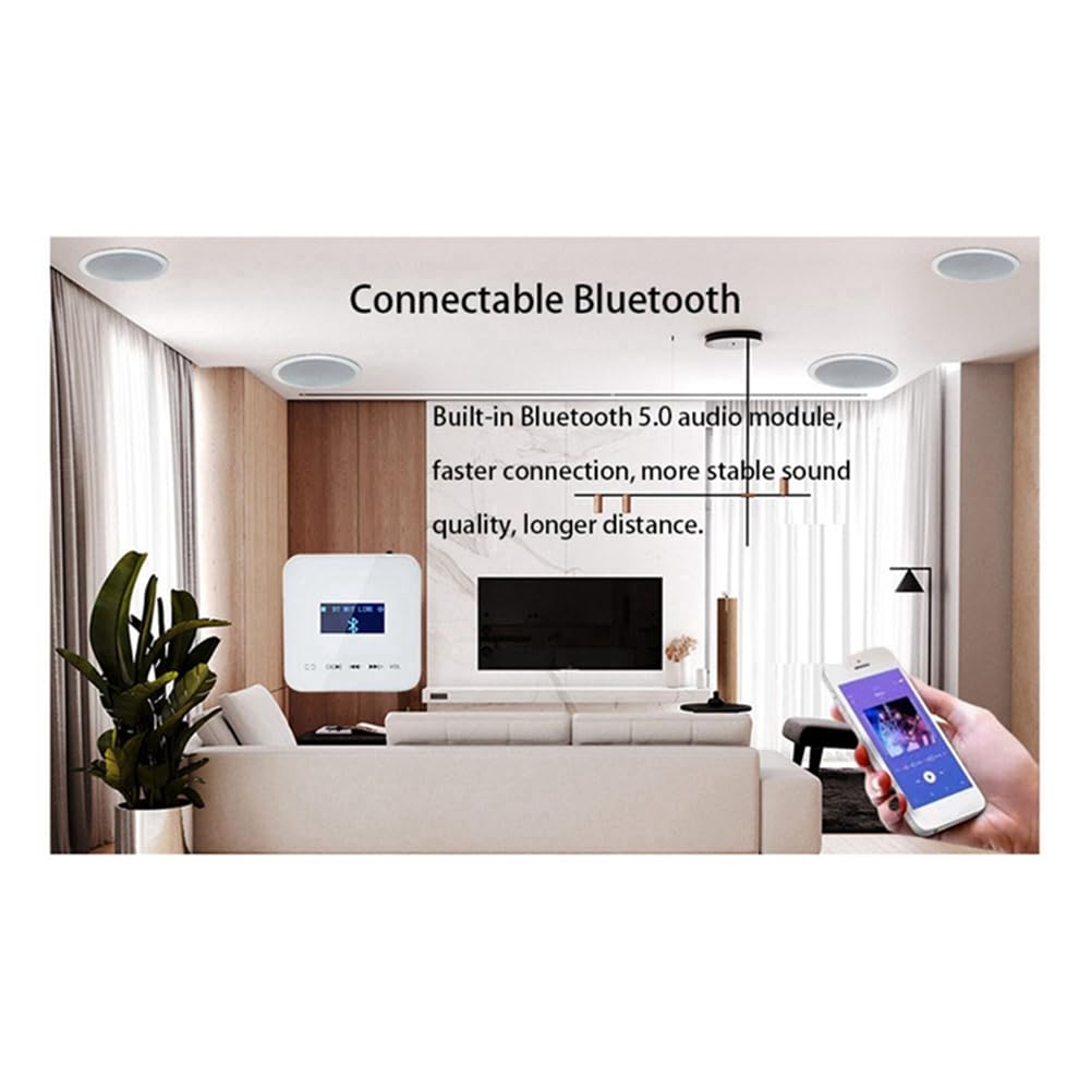 Spactz 1-Piece In-Wall Smart Home Volume Control with 20W x 2CH Amplifier - White (Plastic + Metal Construction) - Perfect for Home Theater, Multi-Room Audio & Smart Home Automation Systems