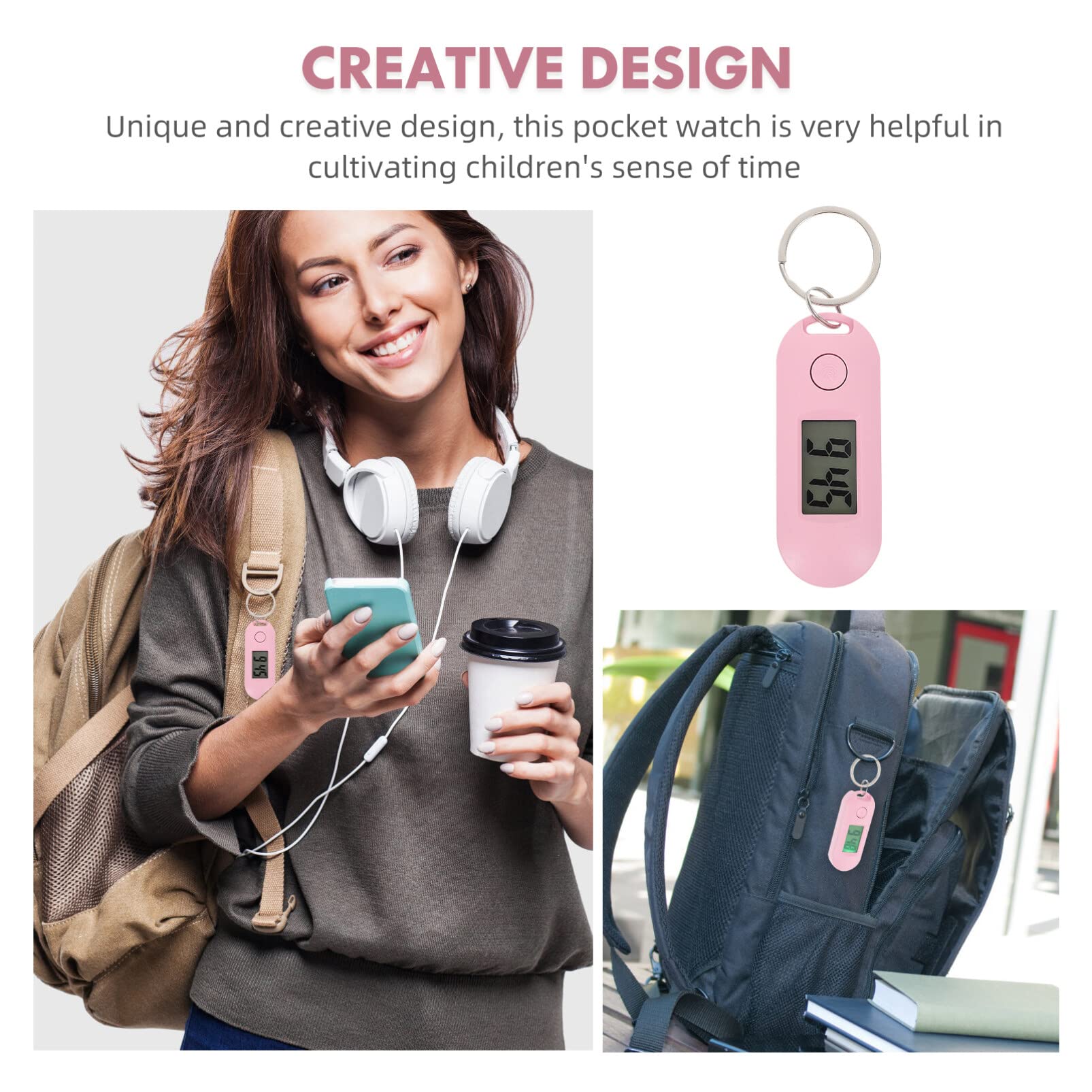 LED Digital Pocket Watch with Keychain - Stylish Hanging Watch for Students, Perfect for School, Travel & Gifts