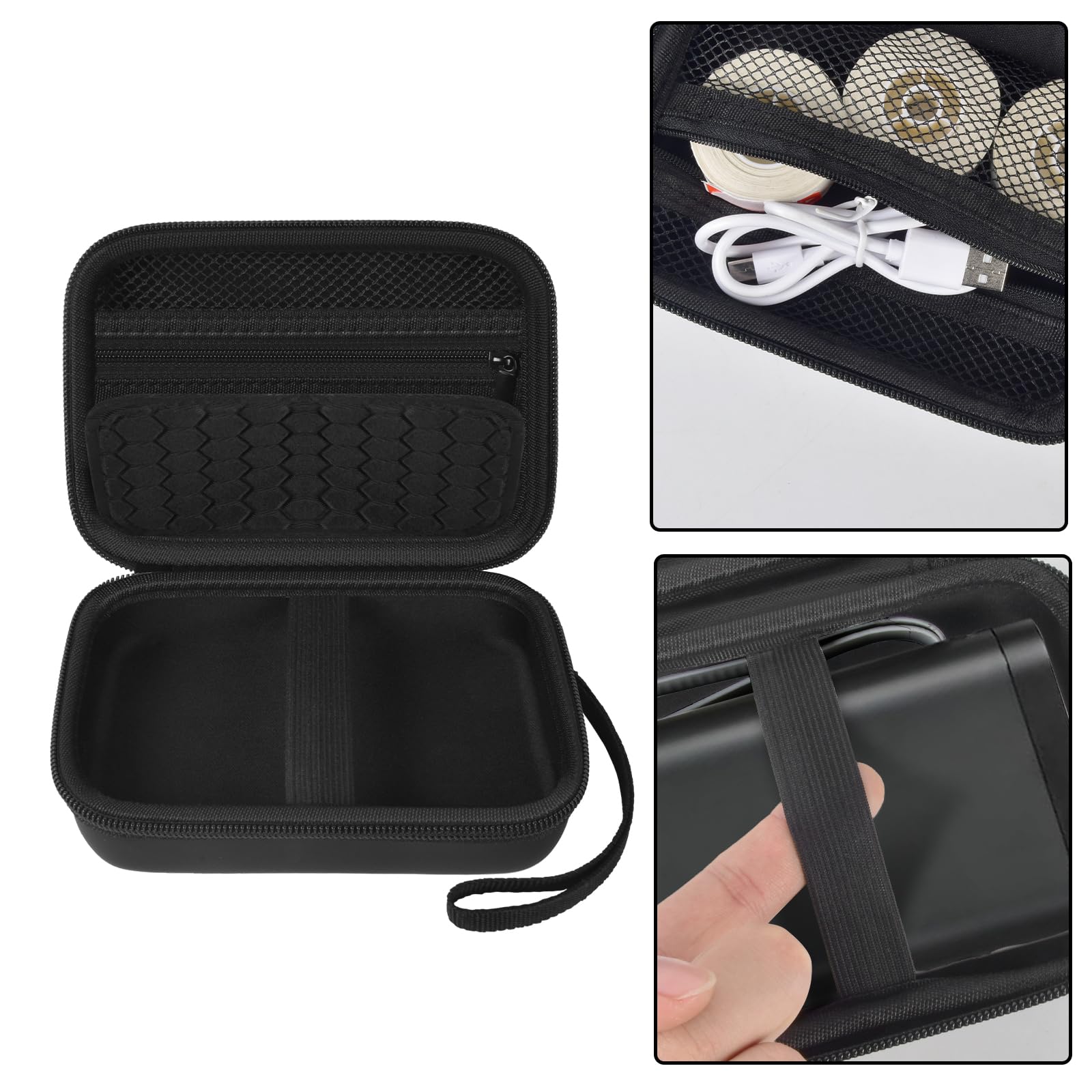 Compatible Case for Nelko P21, Phomemo D30/D35, JADENS D11 & SUPVAN Mini Label Maker - Protective Storage Organizer for Label Tapes & Accessories (Black) - Perfect for Office, Home & Craft Organization