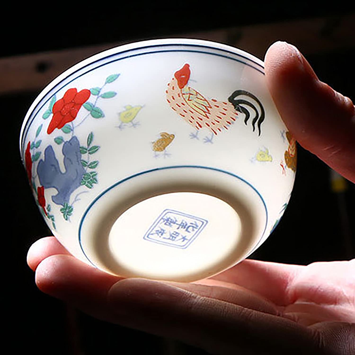 Premium Handmade Chinese Ceramic Tea Cups - Porcelain Tea Mug Set of 2, Traditional Chicken Cup Design - Perfect for Gongfu Tea Ceremony, Home Decor & Gift Giving