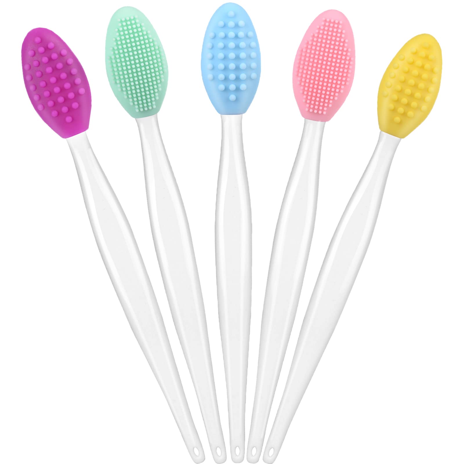 5-Piece Double-Sided Silicone Lip Exfoliator Brush Set - Lip Scrubber & Massage Tool for Dark Lips & Dry Skin Care - Perfect for Exfoliation, Lipstick Application & Spa Treatments