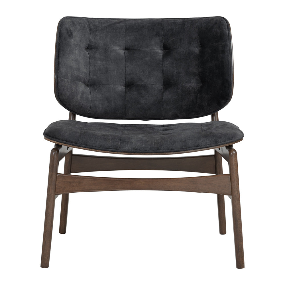 HEATH Lounge Chair - Modern Walnut Wood & Charcoal Fabric Accent Chair for Living Room, Bedroom, Office - Comfortable Mid-Century Style Reading Chair with Ergonomic Support